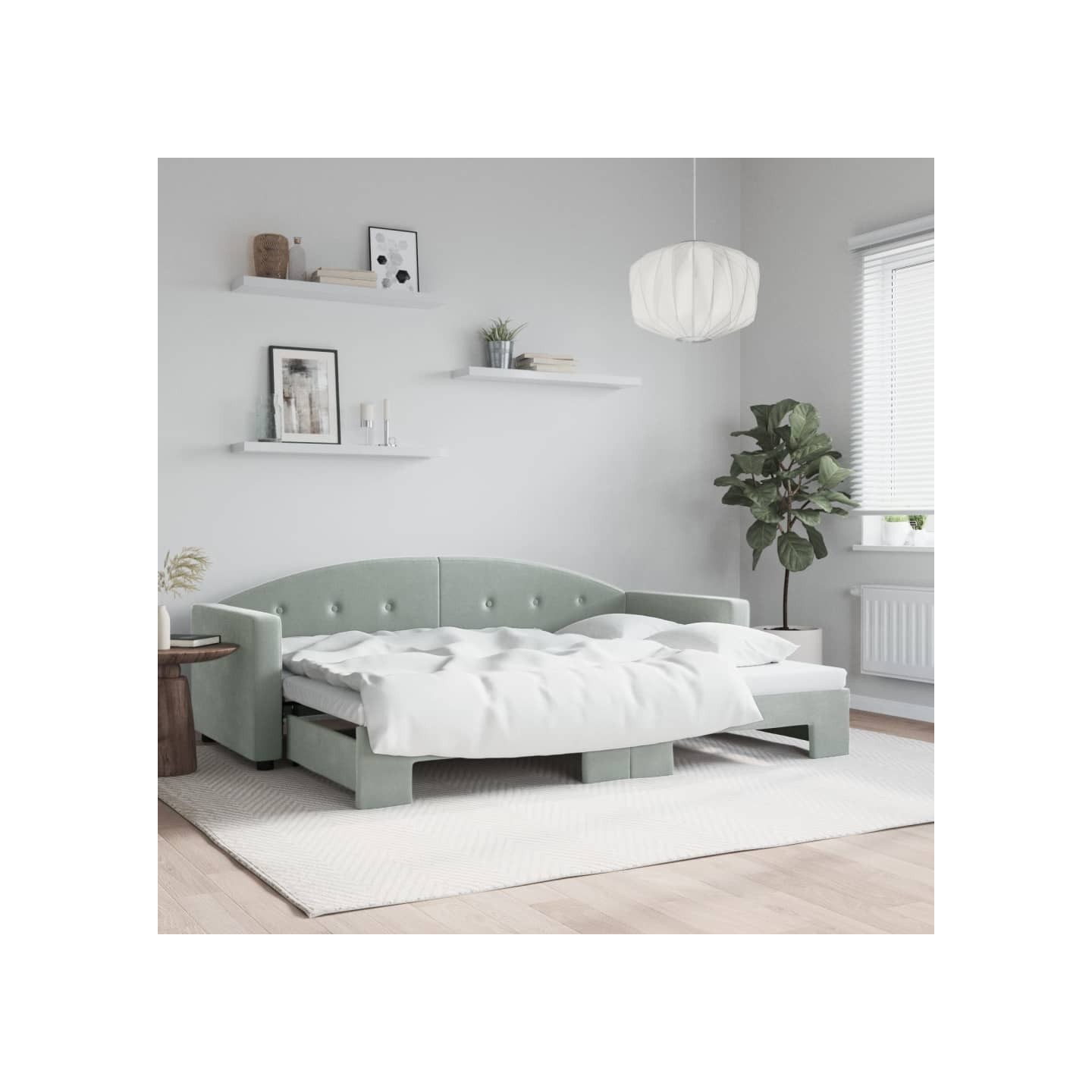 Lit de jour avec gigogne sans matelas gris clair 80x200 cm