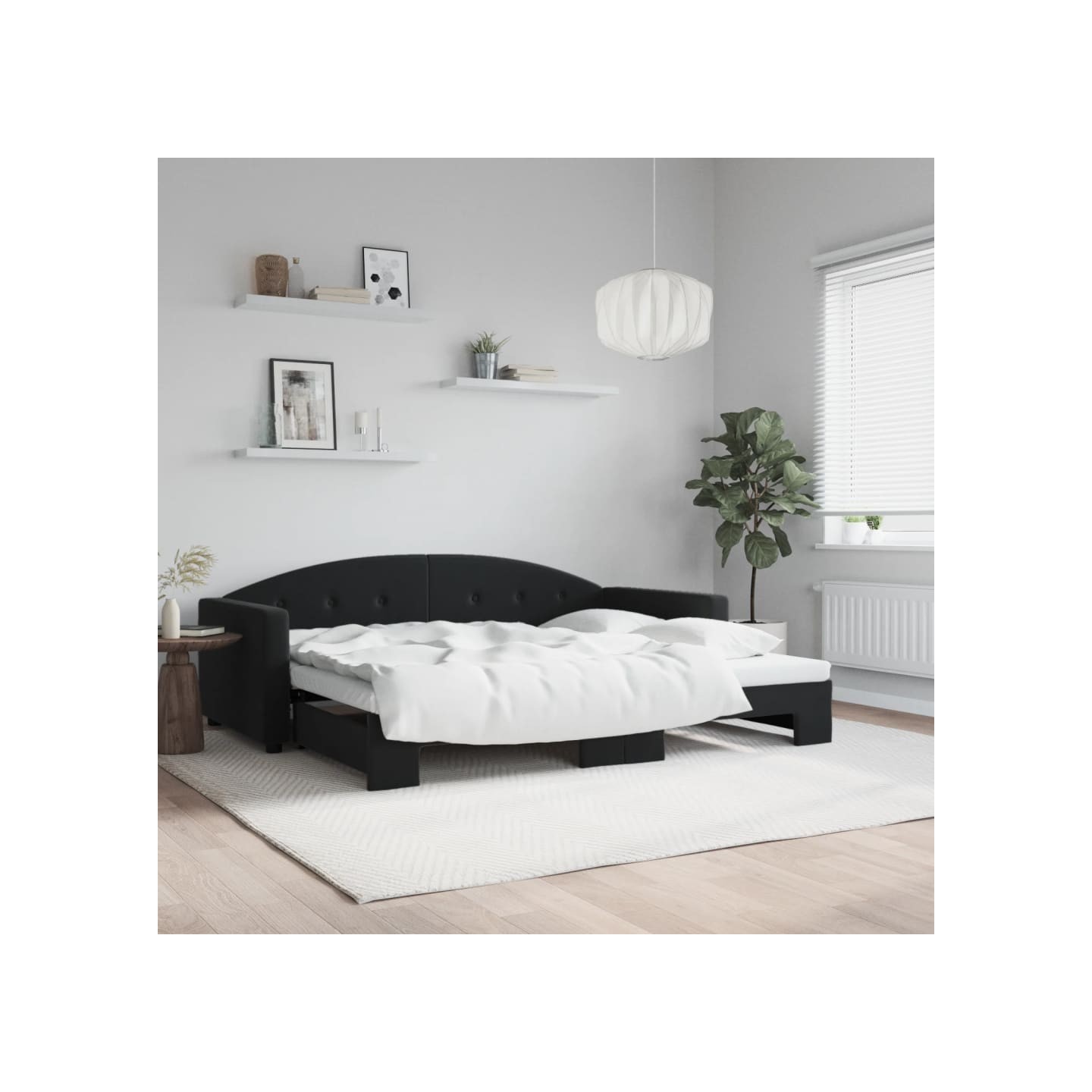 Lit de jour avec lit gigogne noir 90x190 cm velours