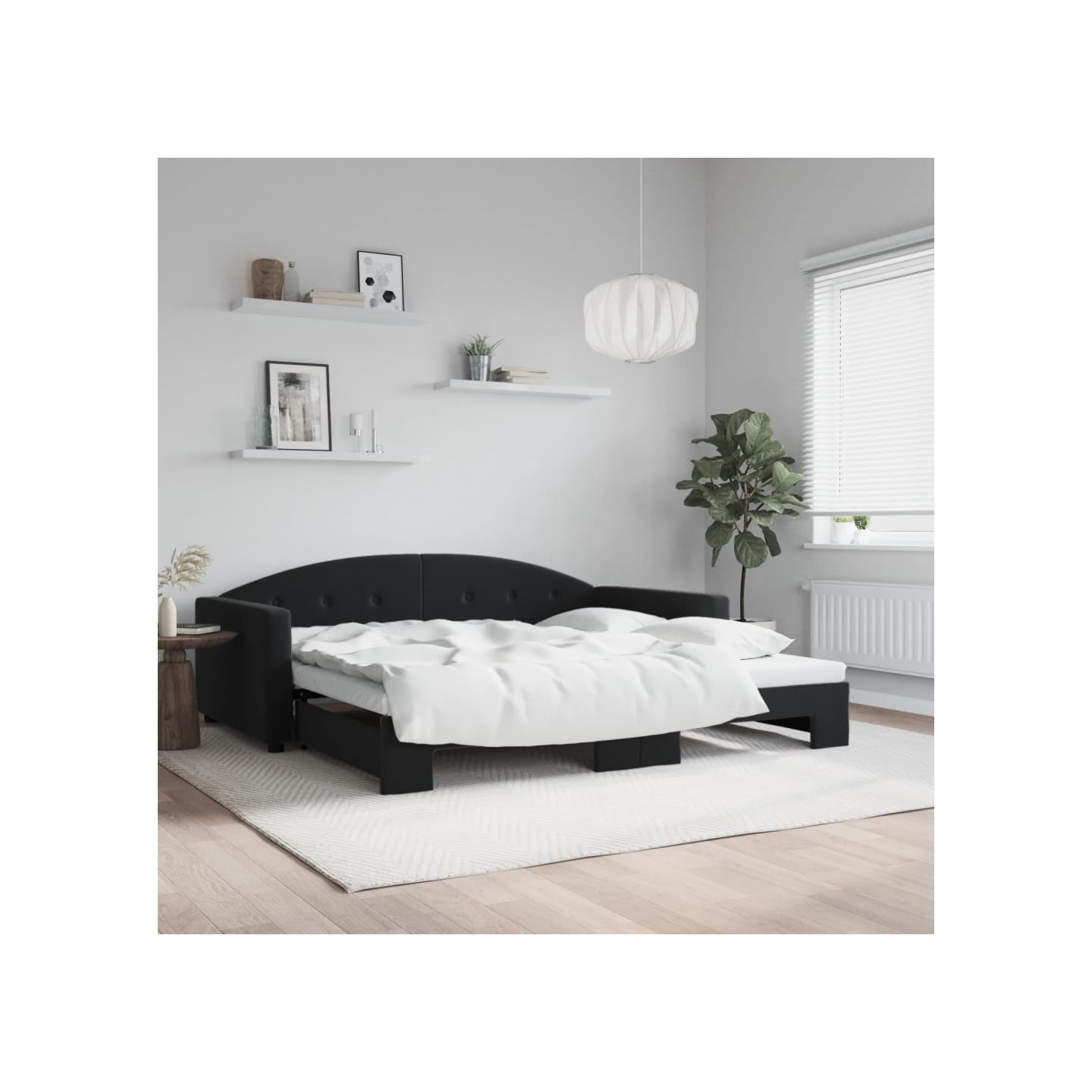 Lit de jour avec gigogne sans matelas noir 100x200 cm