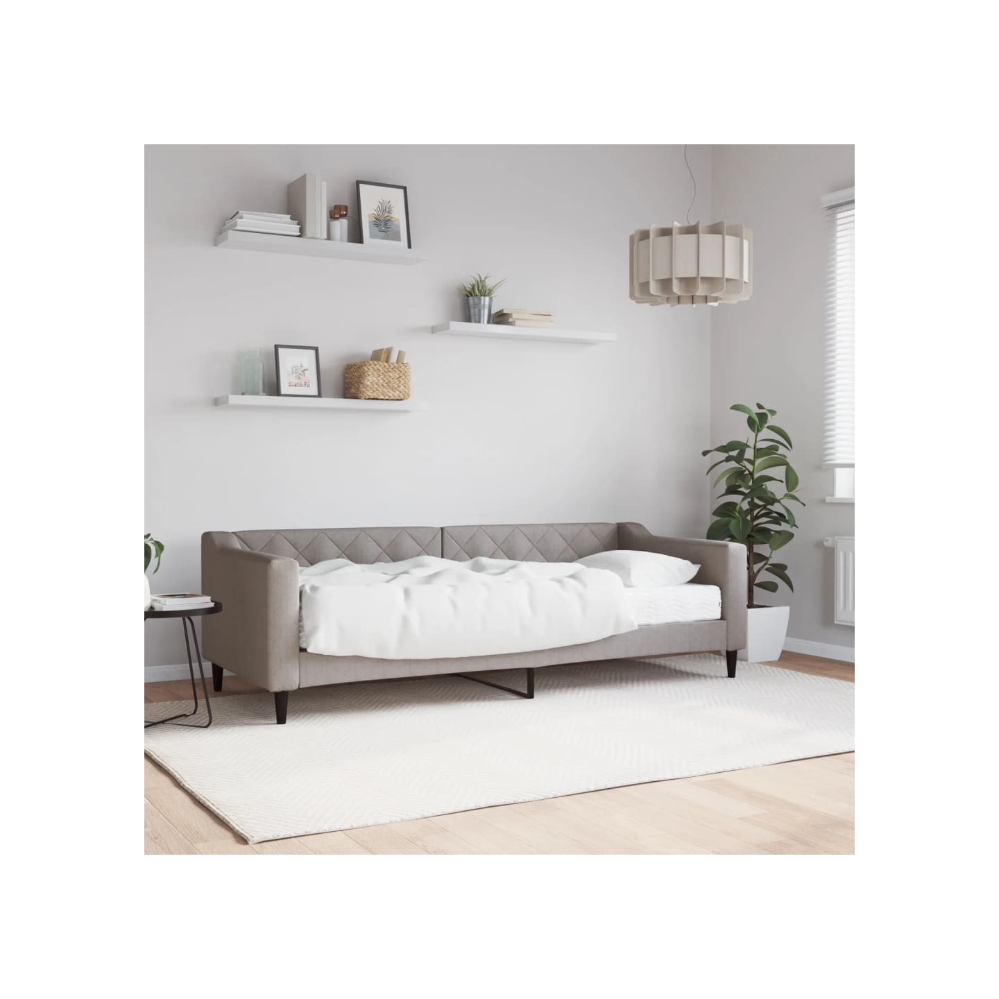 Lit de jour avec matelas taupe 80x200 cm tissu
