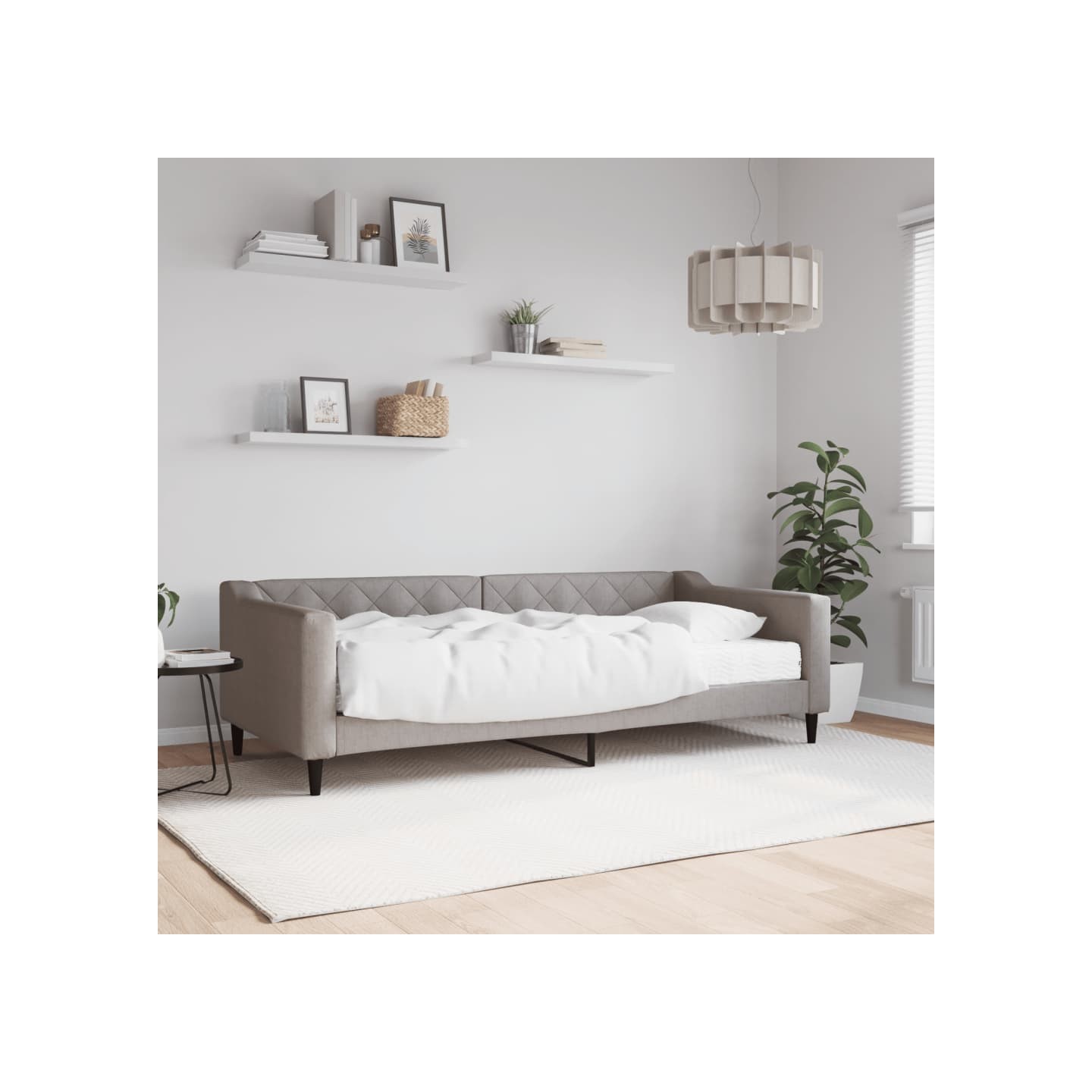 Lit de jour avec matelas taupe 90x200 cm tissu