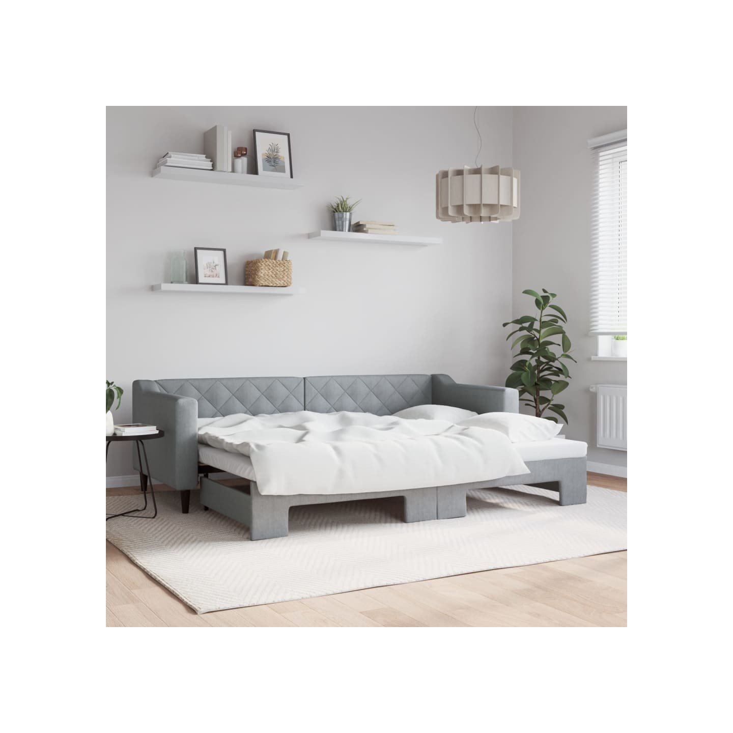 Lit de jour avec gigogne sans matelas gris clair 80x200 cm