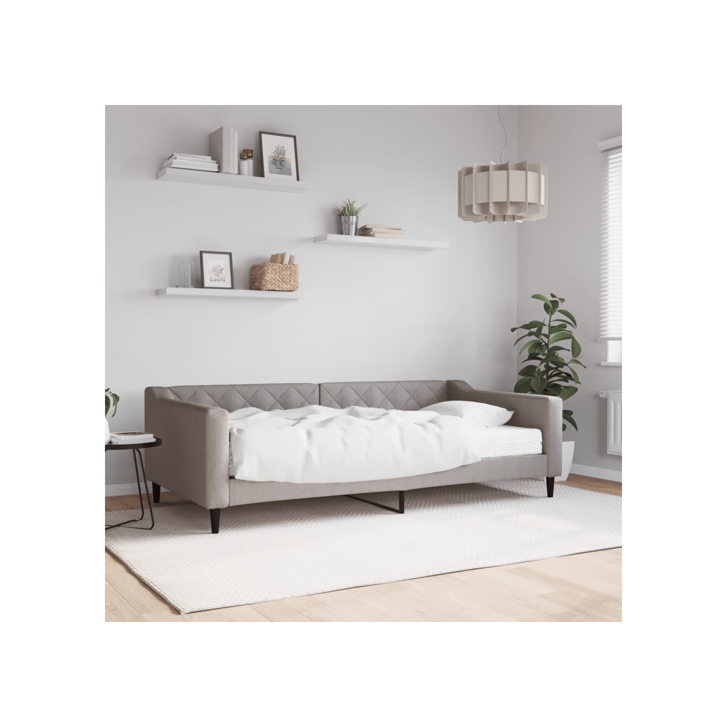 Lit de jour avec matelas taupe 100x200 cm tissu