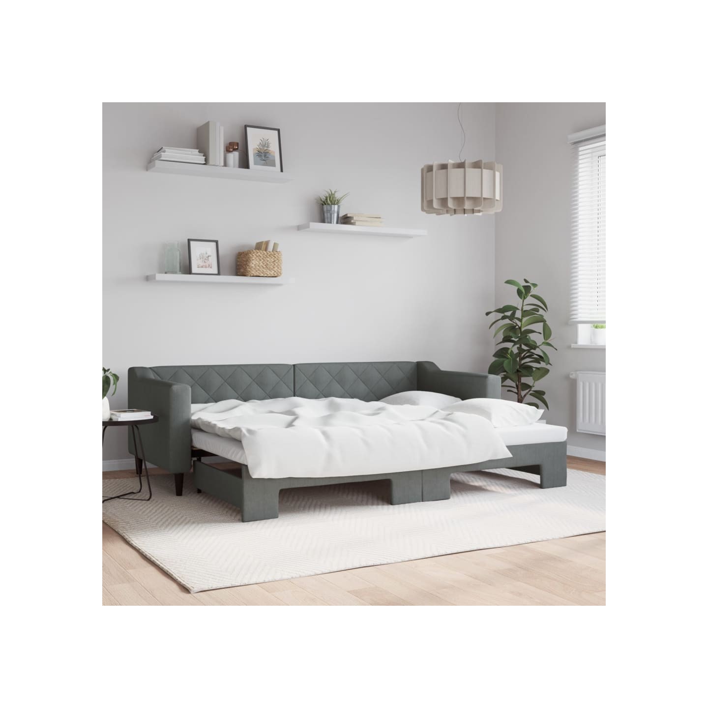 Lit de jour avec gigogne sans matelas gris foncé 80x200 cm