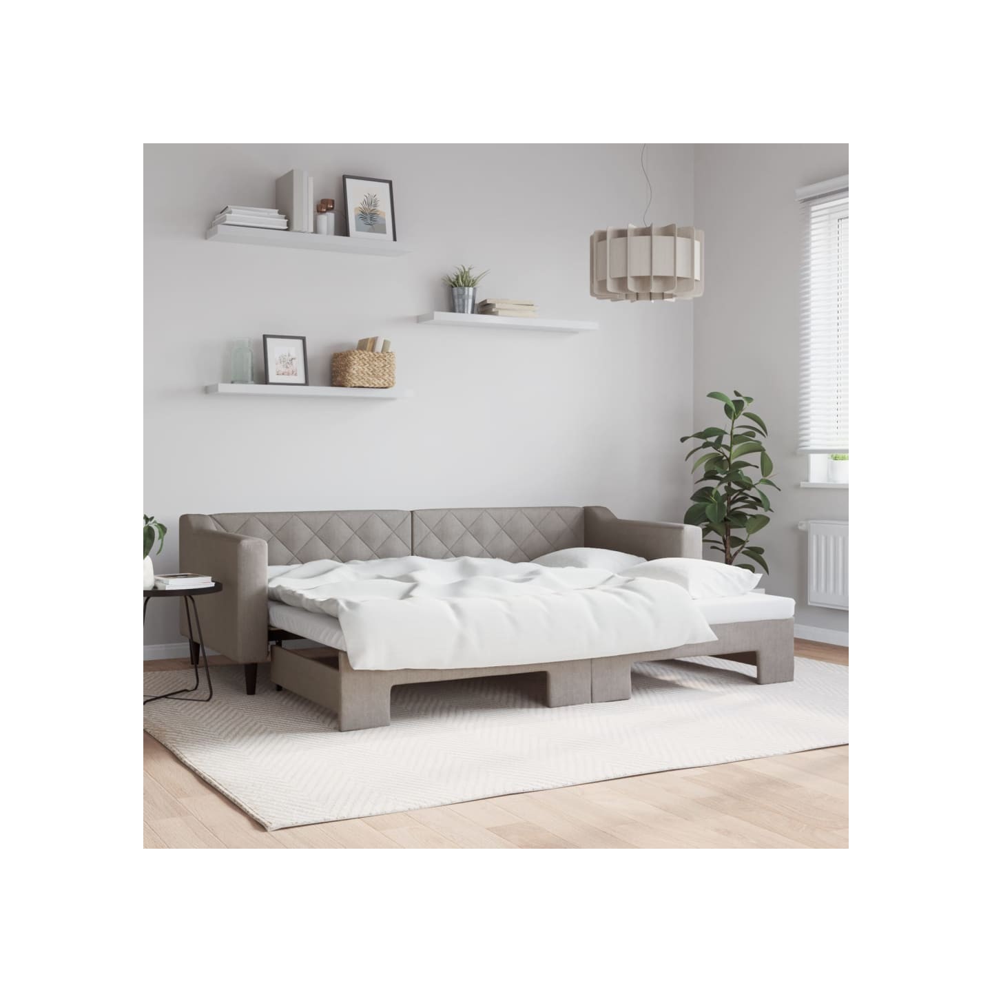 Lit de jour avec gigogne sans matelas taupe 80x200 cm