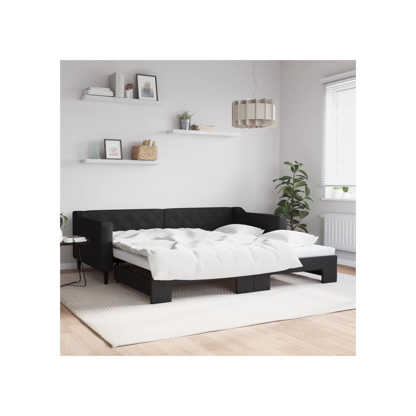 Lit de jour avec gigogne sans matelas noir 100x200 cm