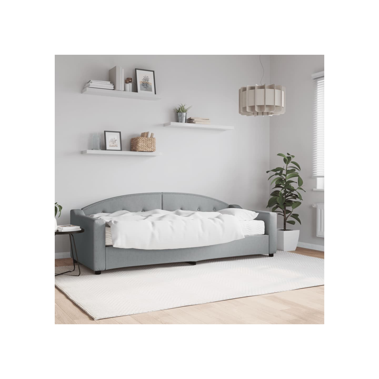 Lit de jour avec matelas gris clair 80x200 cm tissu
