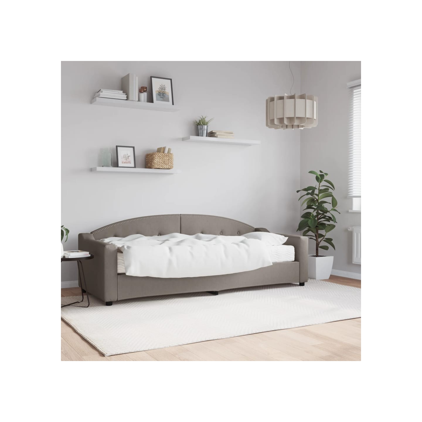 Lit de jour avec matelas taupe 80x200 cm tissu