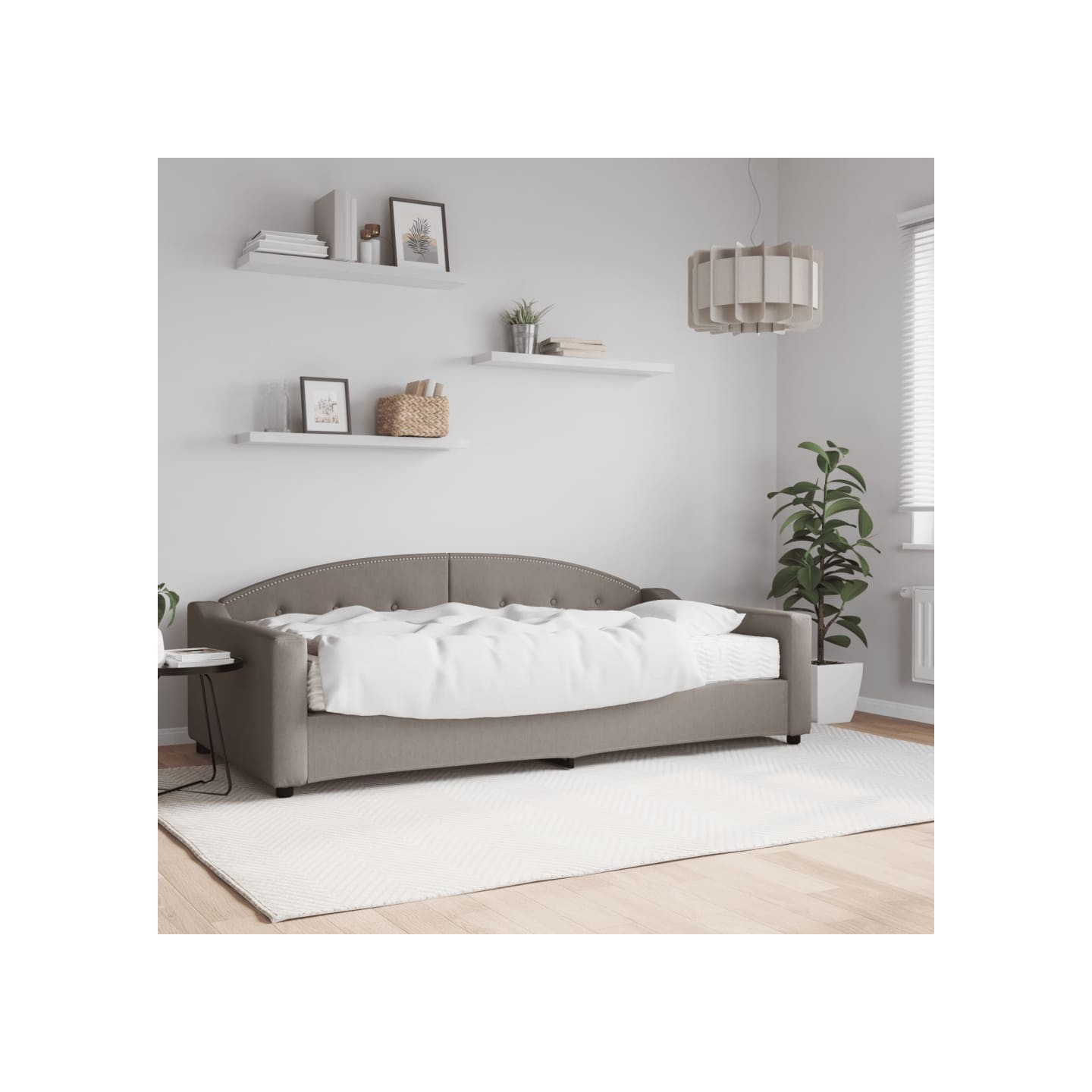 Lit de jour avec matelas taupe 100x200 cm tissu