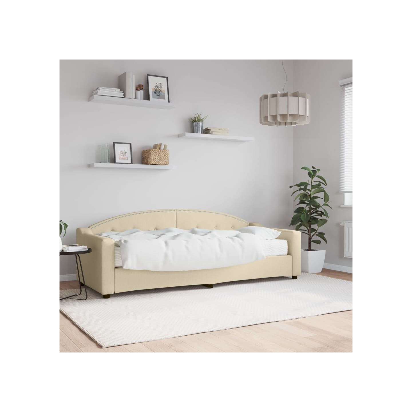 Lit de jour avec matelas crème 80x200 cm tissu
