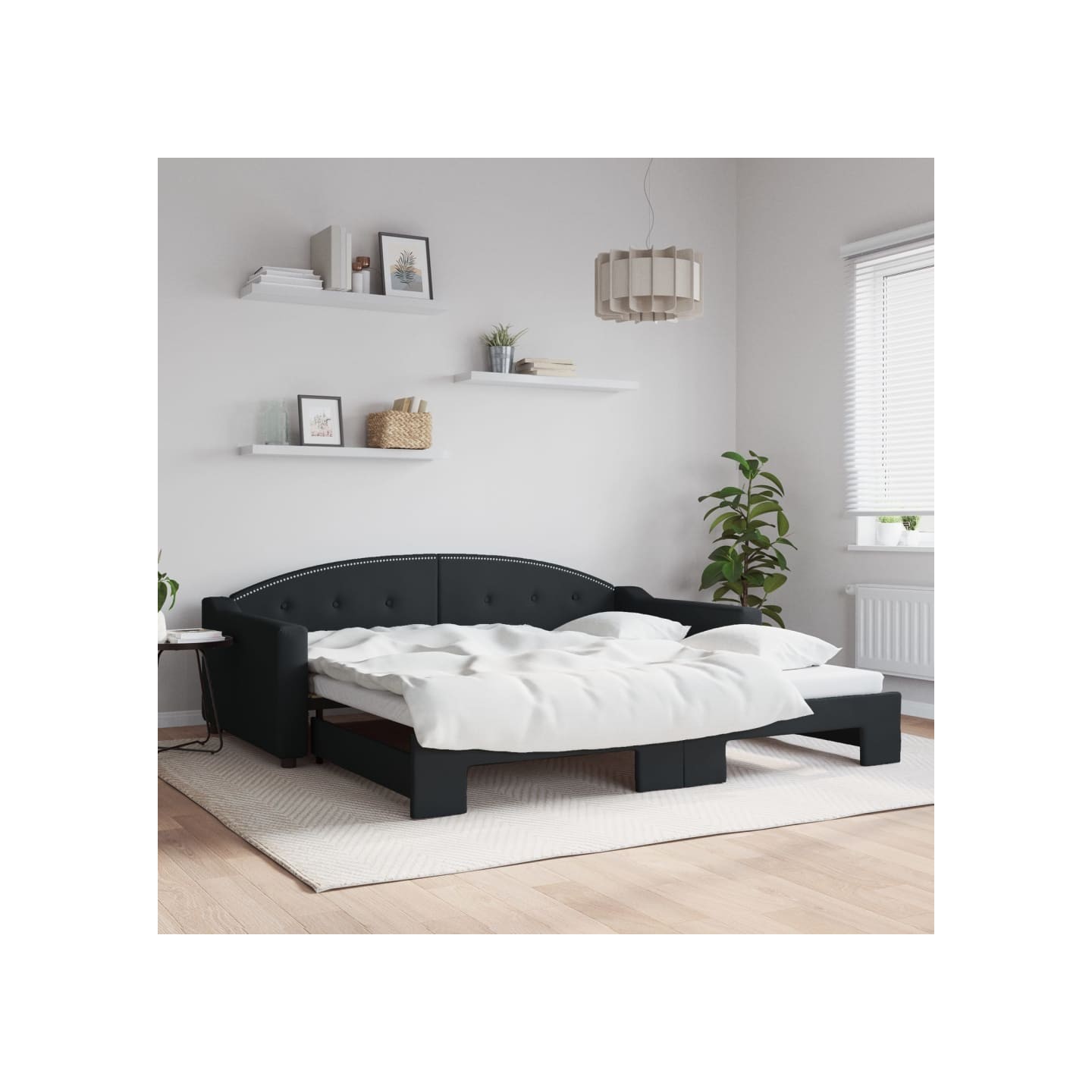Lit de jour avec gigogne sans matelas noir 100x200 cm