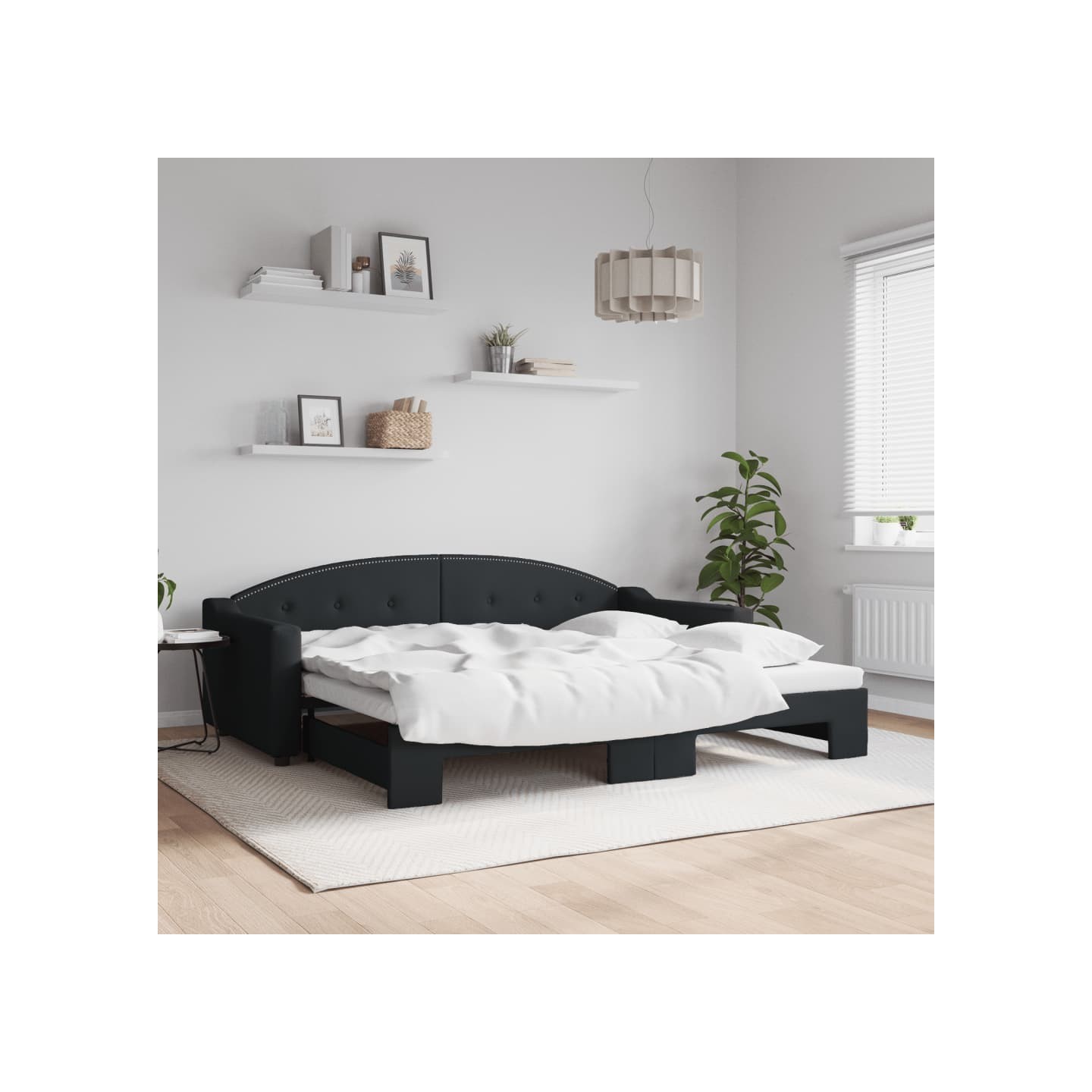 Lit de jour avec gigogne sans matelas noir 90x200 cm