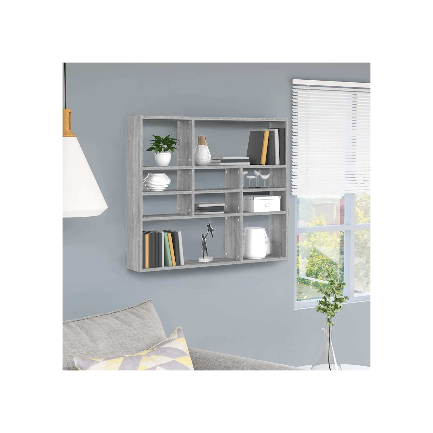 Étagère murale Sonoma gris 90x16x78 cm Bois ingénierie
