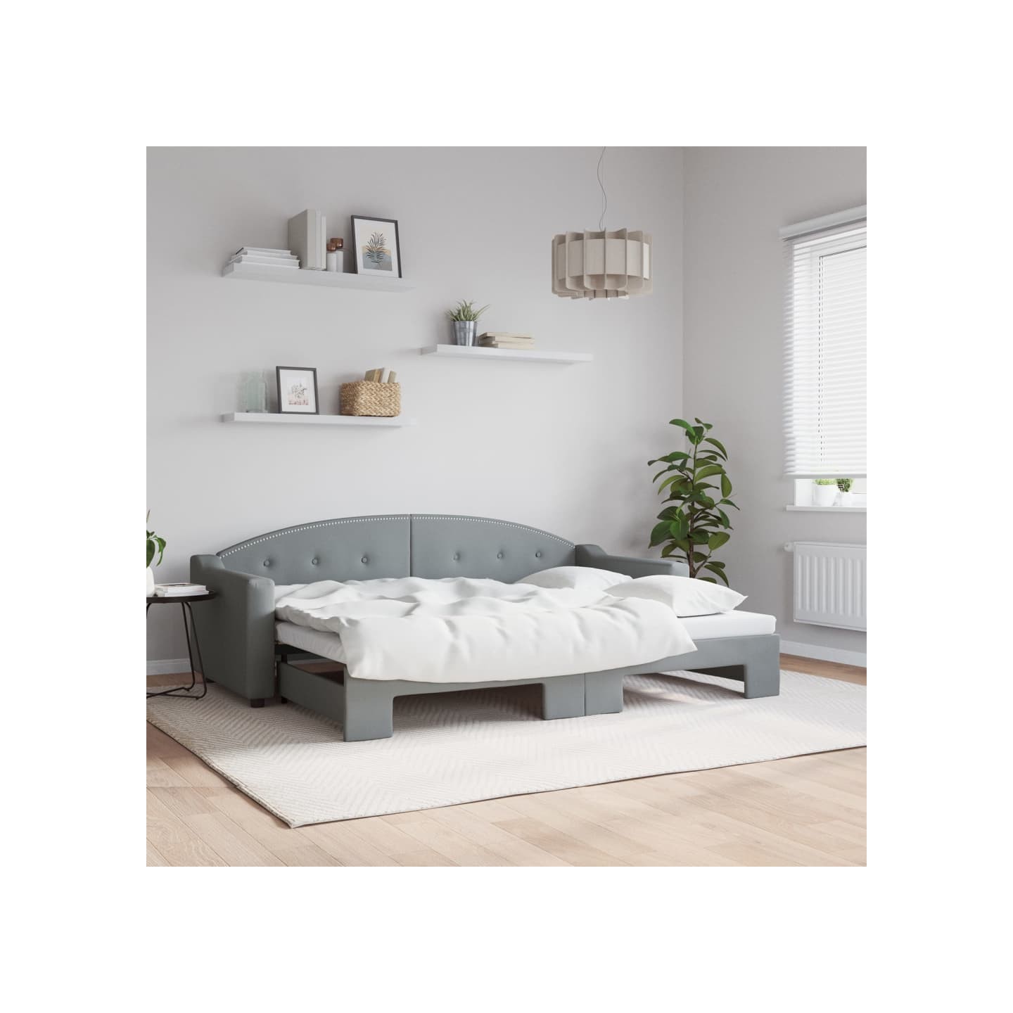 Lit de jour avec gigogne sans matelas gris clair 80x200 cm
