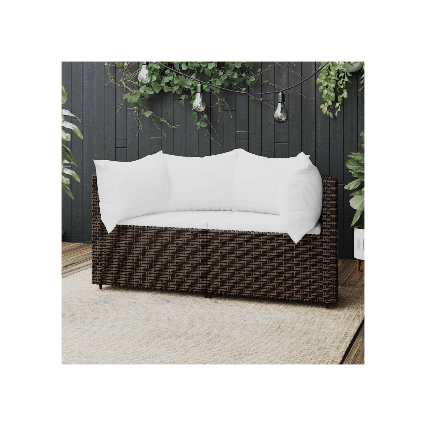 Canapés d'angle de jardin et coussins2pcs marron résine tressée