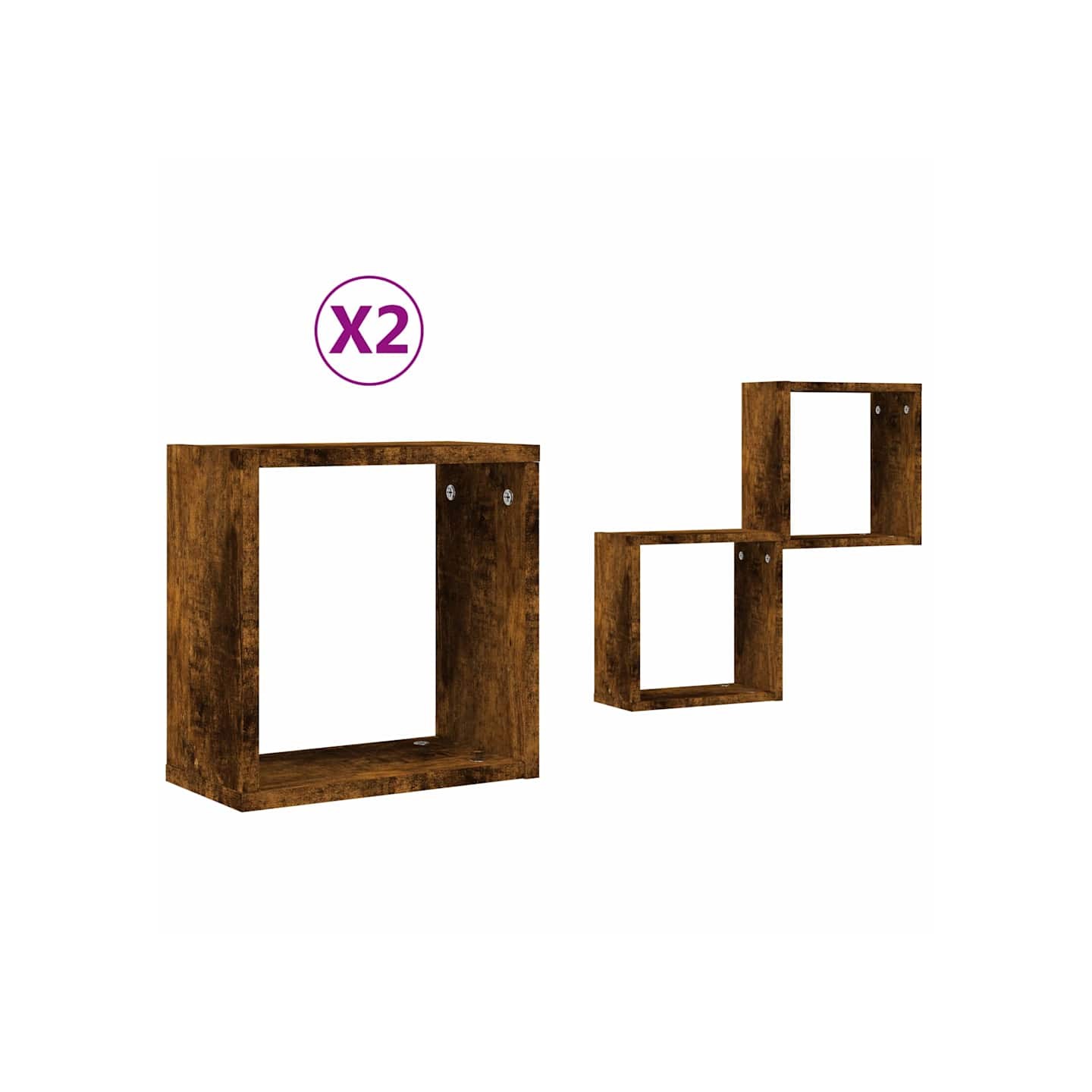 Étagères murales sous forme de cube 2 pcs chêne fumé 30x15x30cm