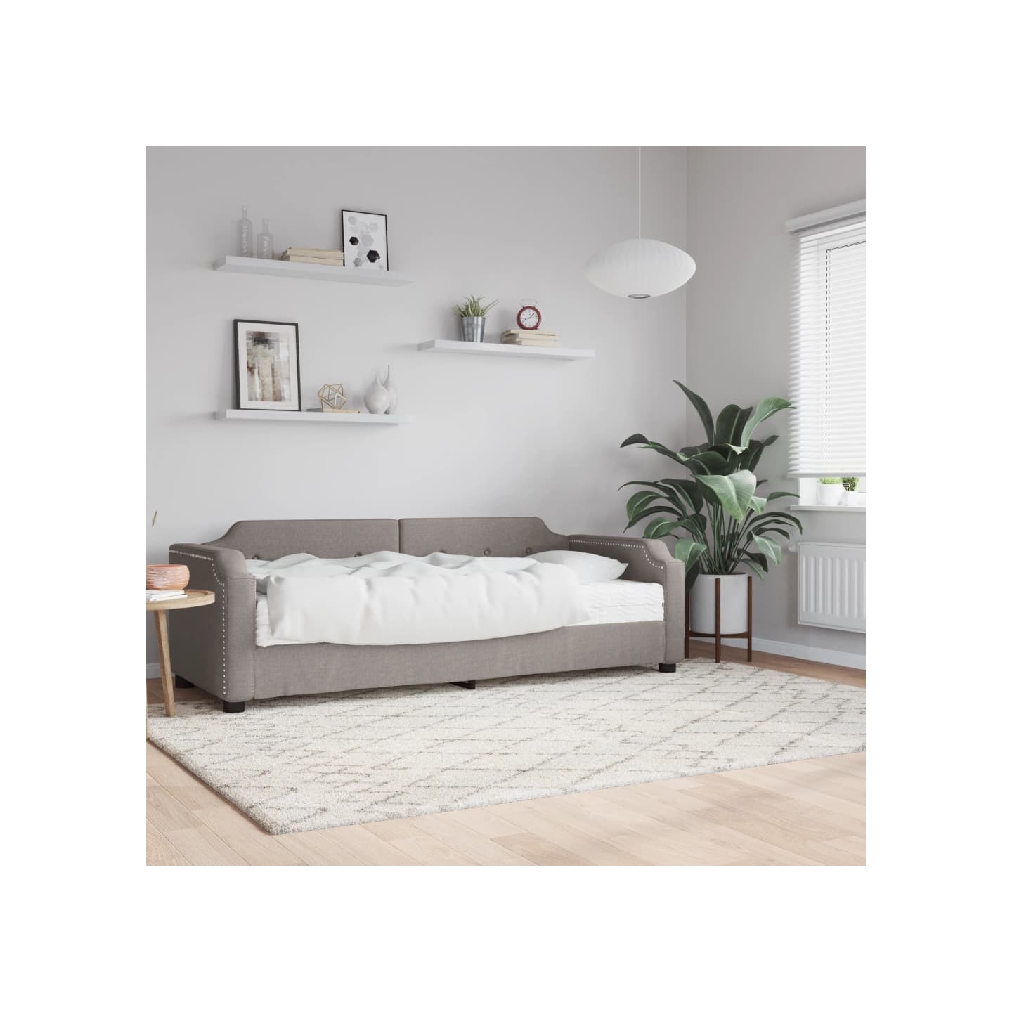 Lit de jour avec matelas taupe 80x200 cm tissu