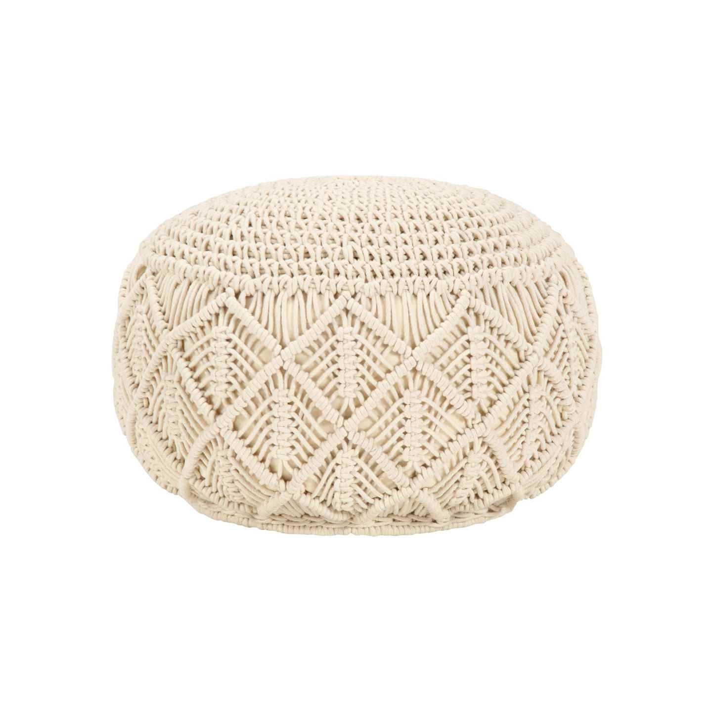 Pouf fait à la main en macramé 45 x 30 cm Coton