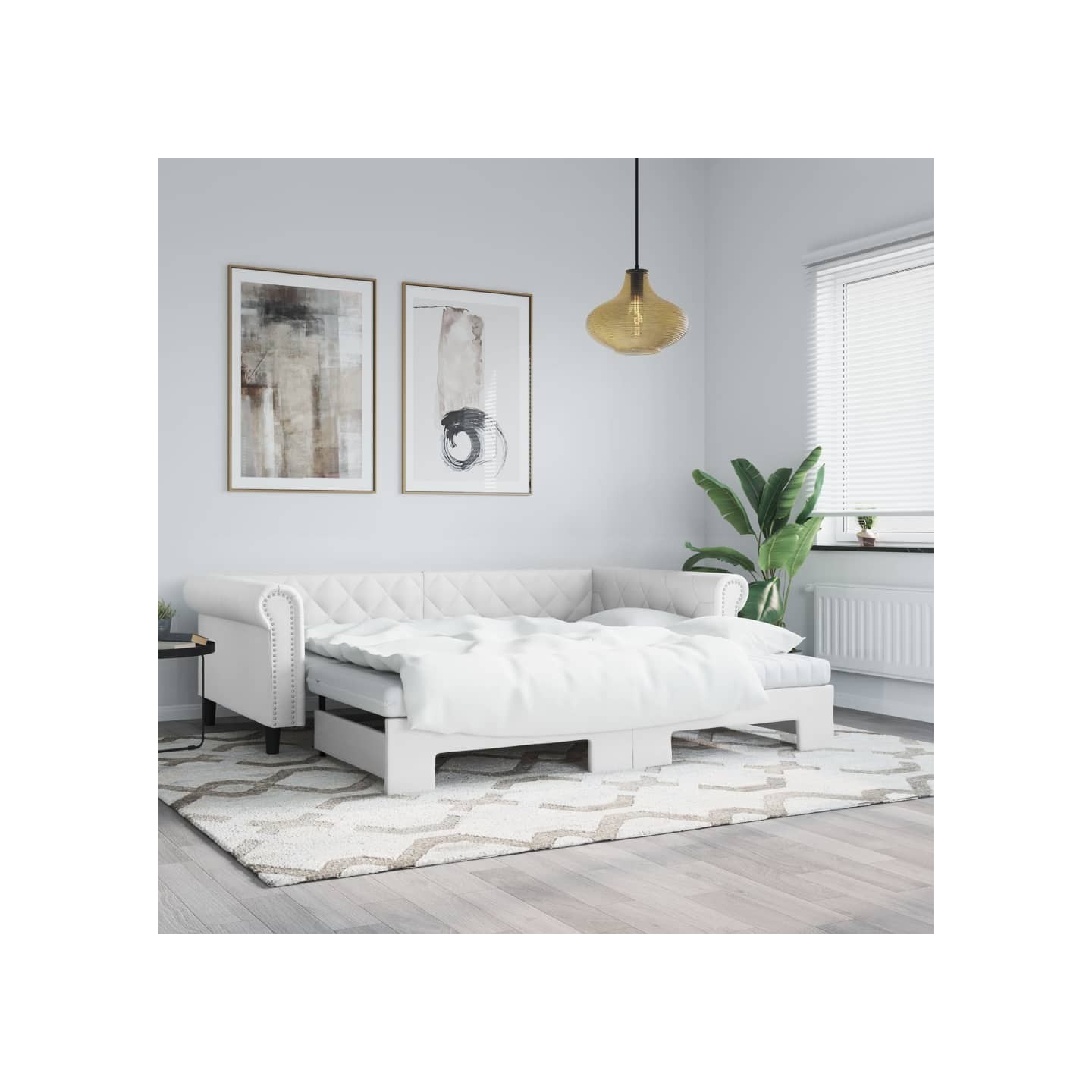 Lit de jour avec gigogne sans matelas blanc 90x200 cm