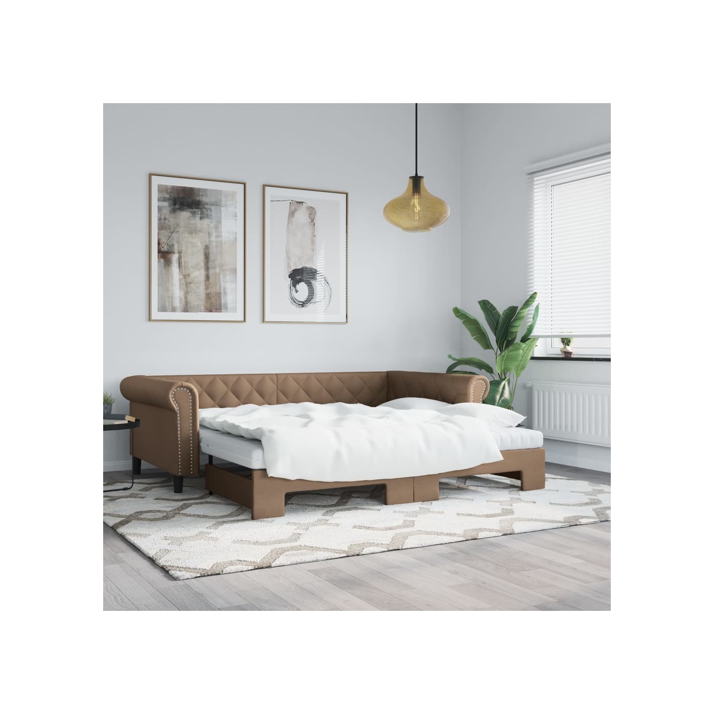 Lit de jour avec lit gigogne cappuccino 90x200 cm similicuir