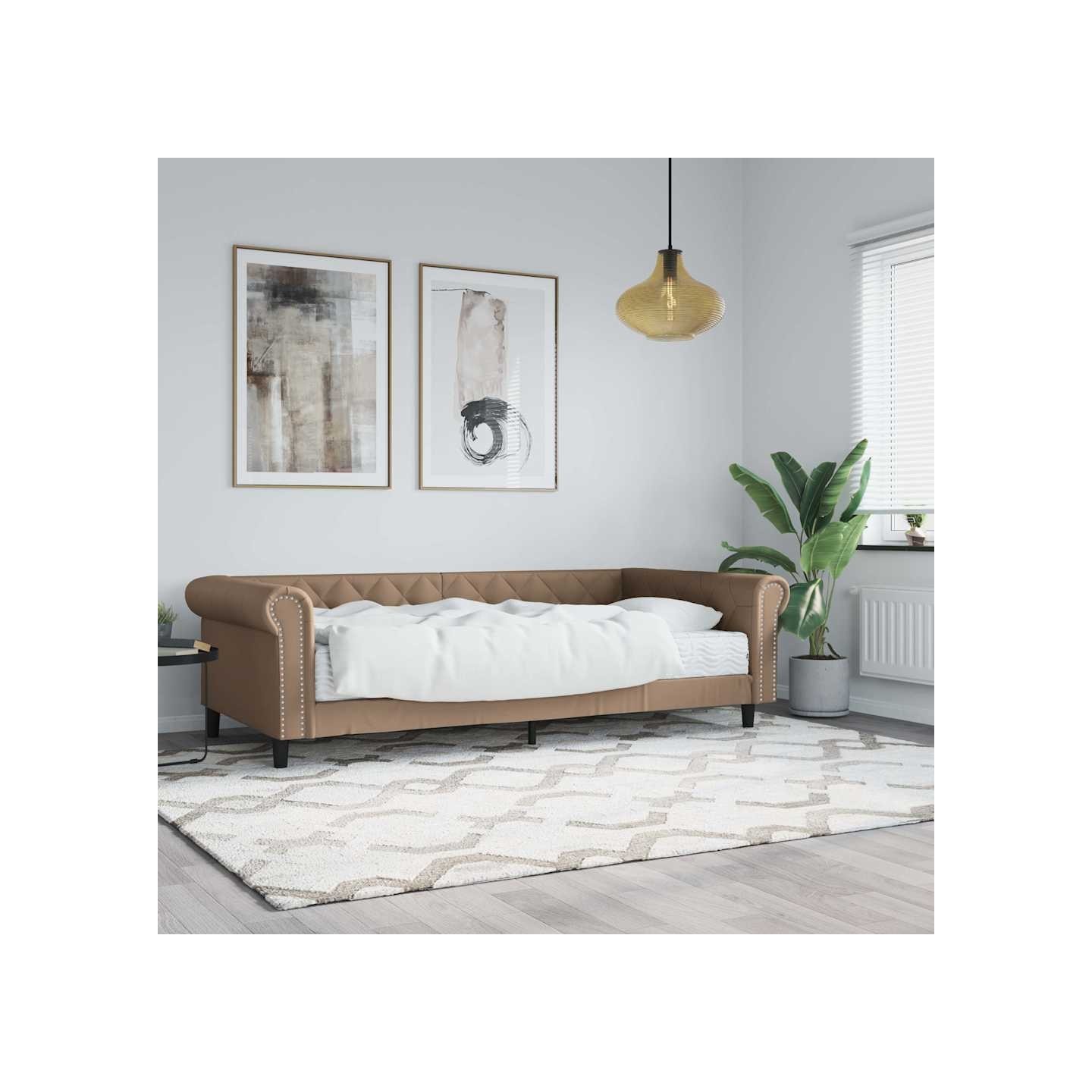 Lit de jour avec matelas cappuccino 90x200 cm similicuir