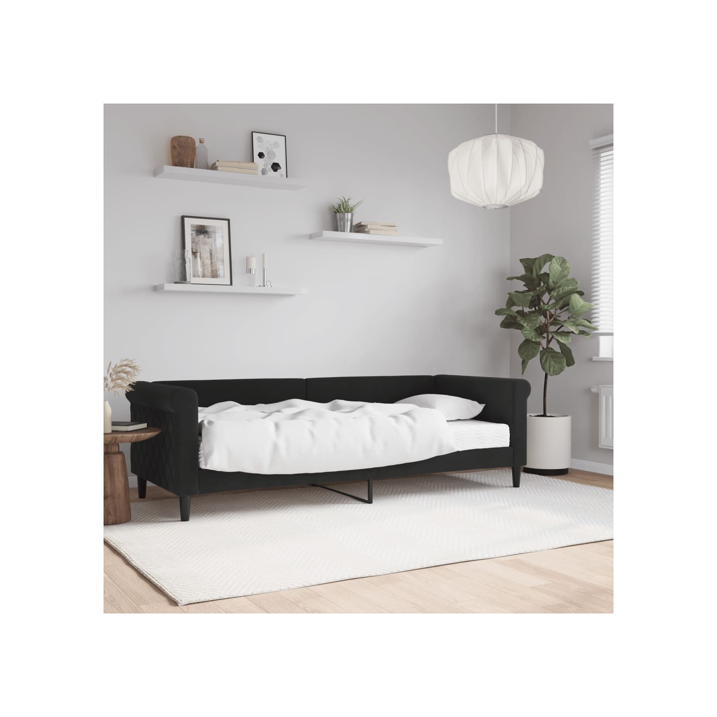 Lit de jour avec matelas noir 80x200 cm velours