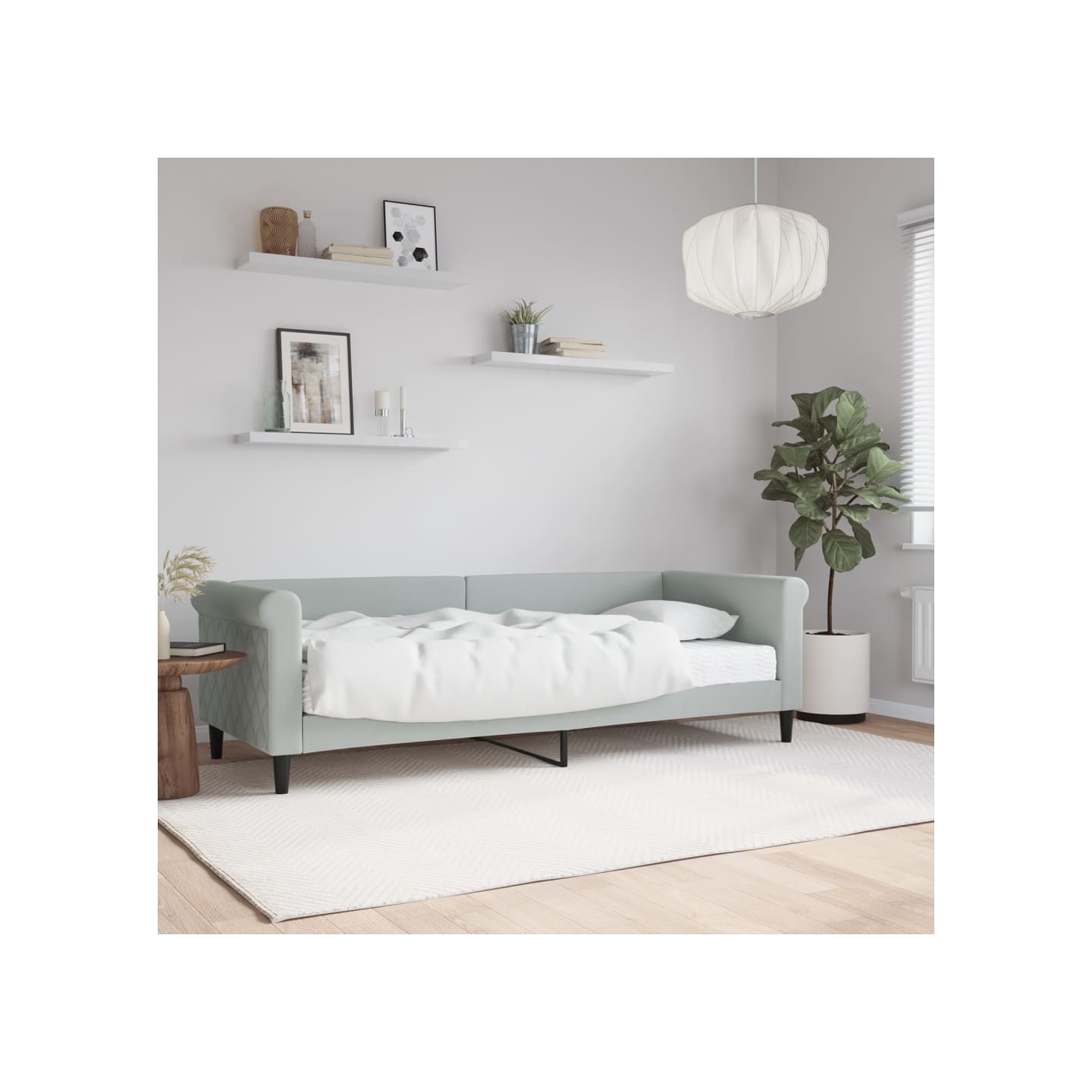 Lit de jour avec matelas gris clair 80x200 cm velours