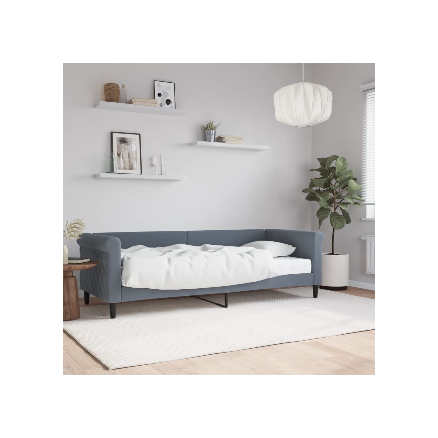 Lit de jour avec matelas gris foncé 80x200 cm velours
