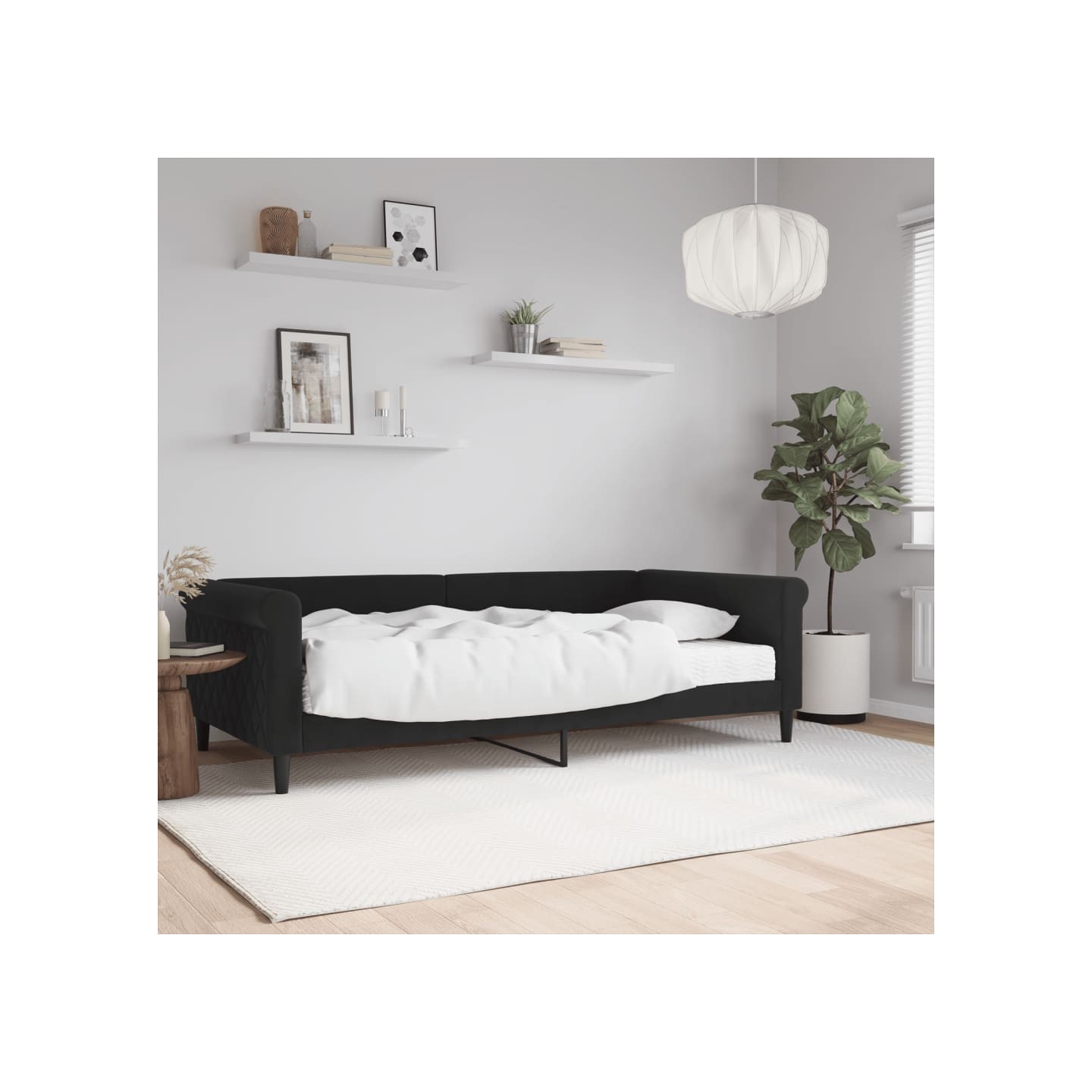 Lit de jour avec matelas noir 100x200 cm velours