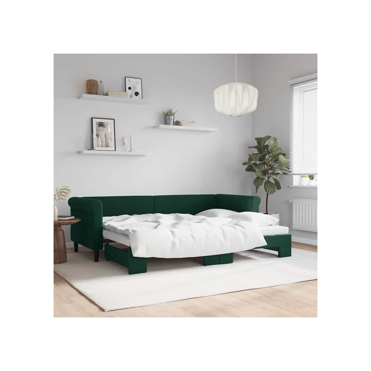 Lit de jour avec gigogne sans matelas vert foncé 80x200 cm