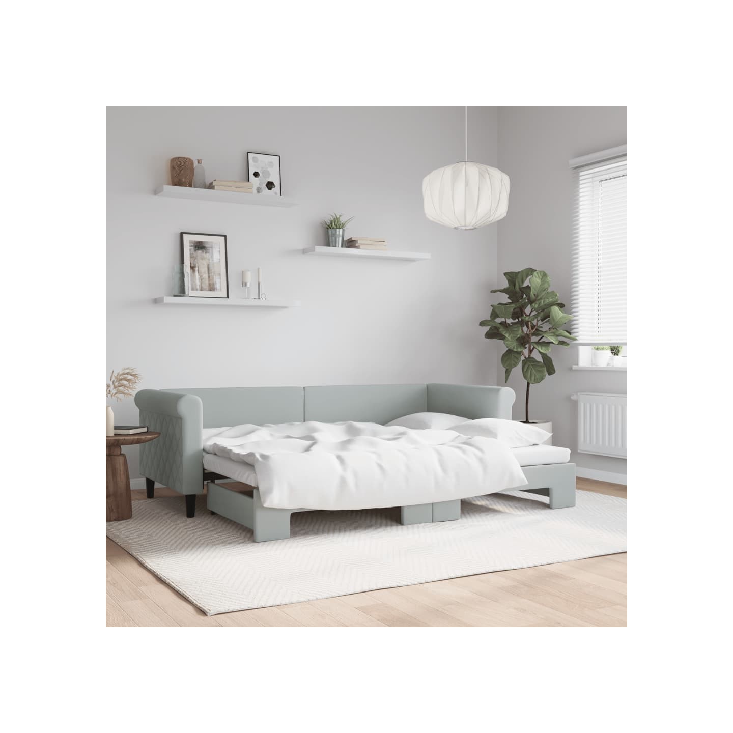 Lit de jour avec gigogne sans matelas gris clair 80x200 cm