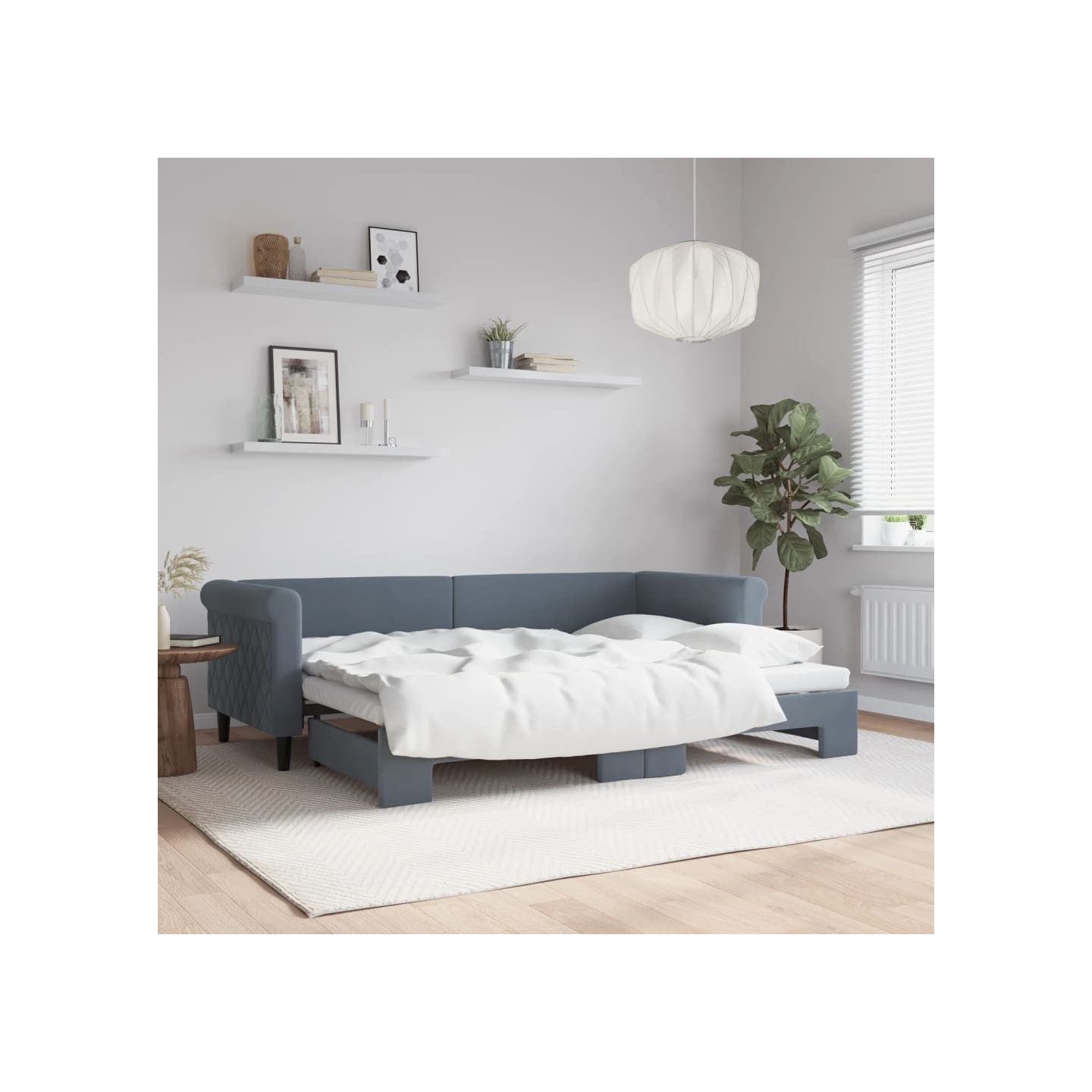 Lit de jour avec gigogne sans matelas gris foncé 80x200 cm