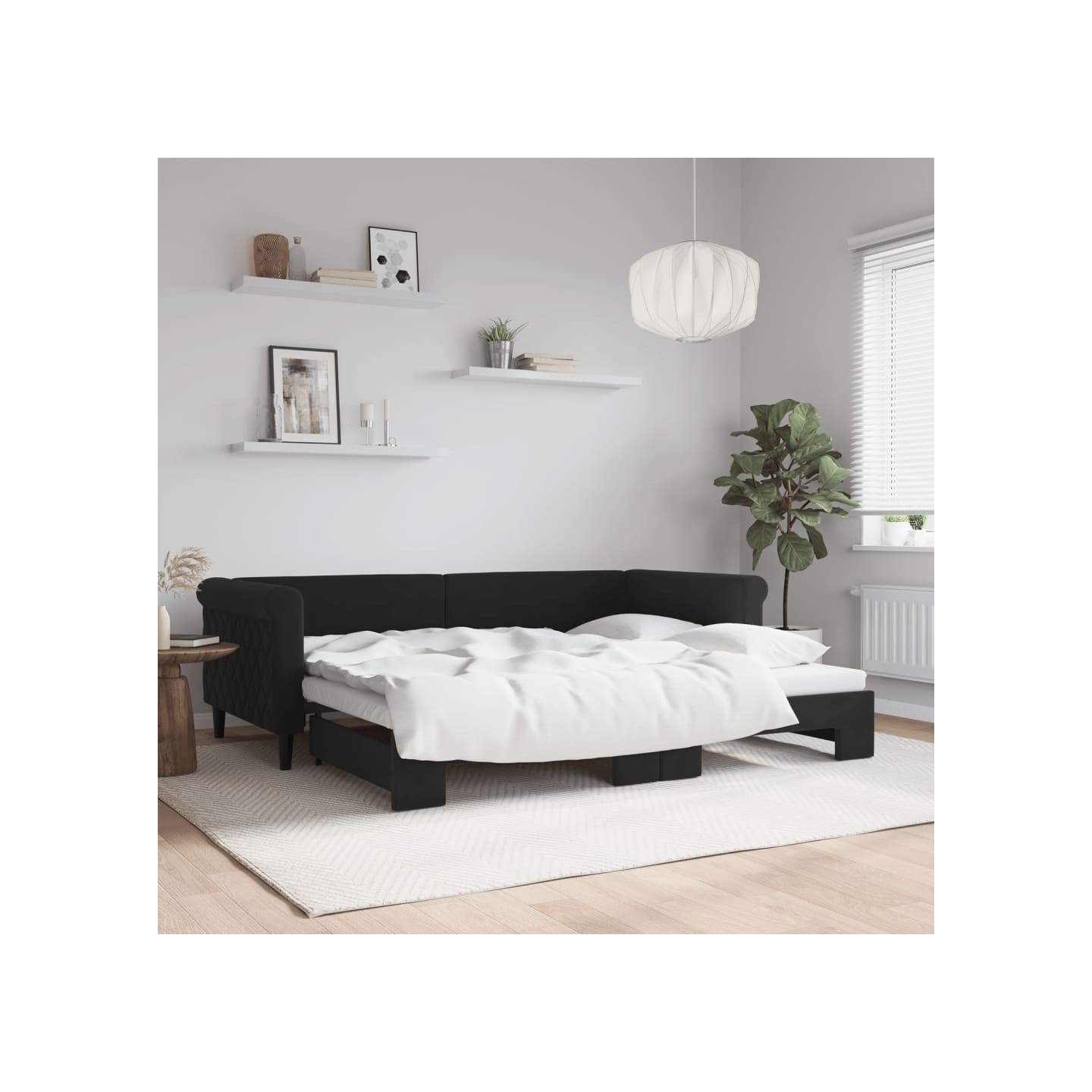 Lit de jour avec gigogne sans matelas noir 90x200 cm