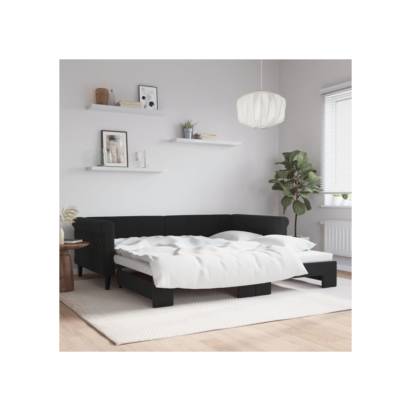 Lit de jour avec gigogne sans matelas noir 100x200 cm