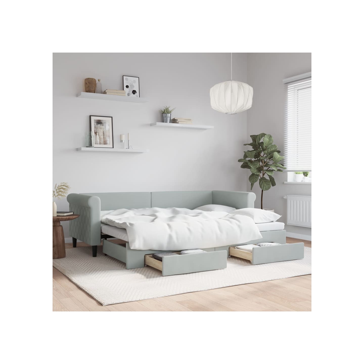 Lit de jour avec gigogne et tiroirs sans matelas 80x200 cm