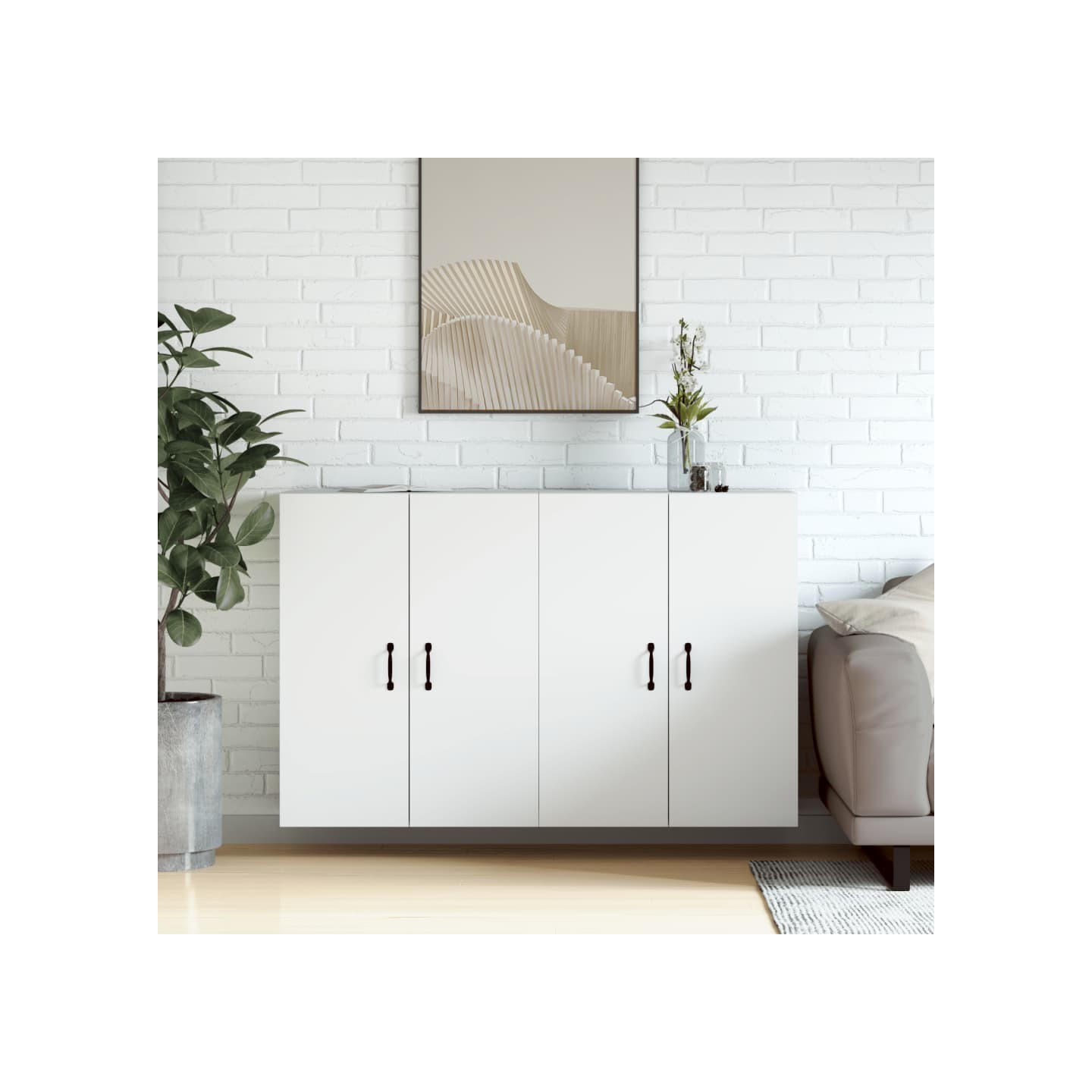 Armoires murales 2 pcs blanc bois d'ingénierie