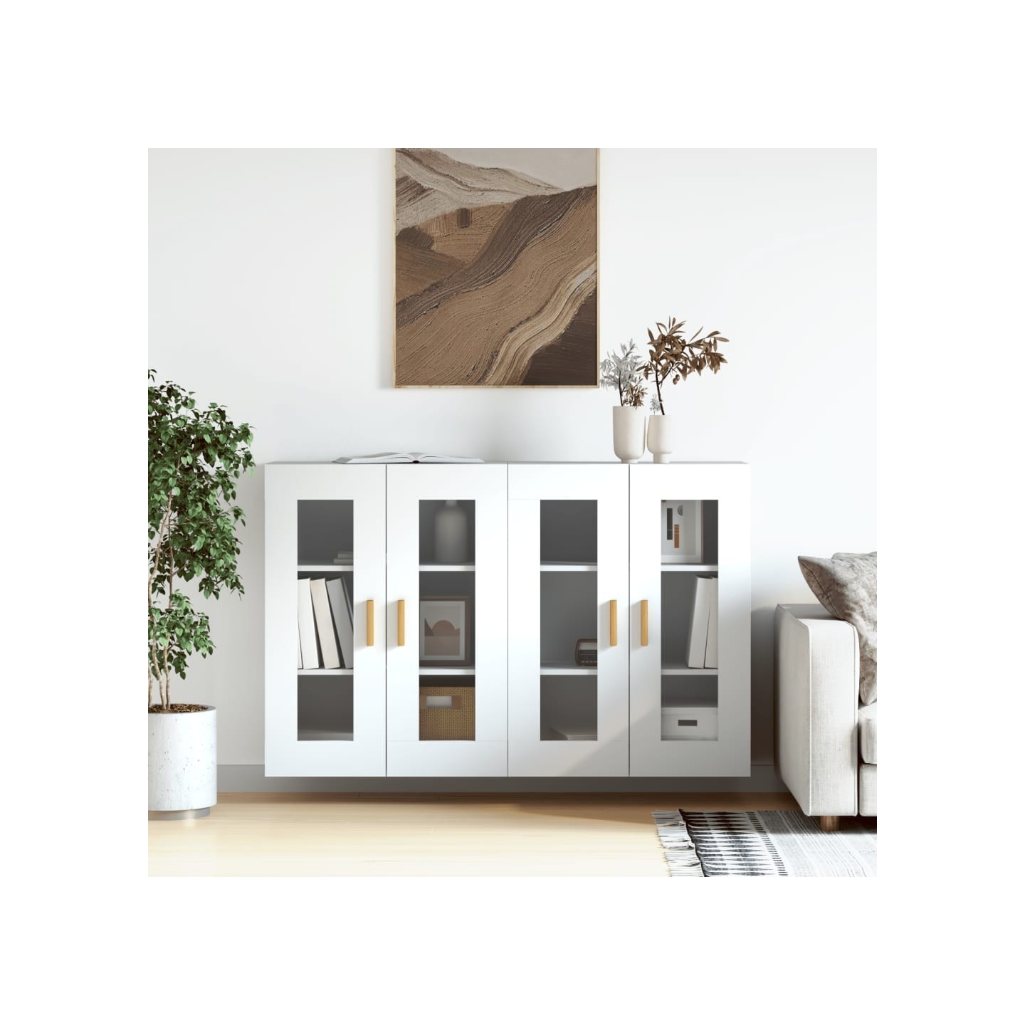 Armoires murales 2 pcs blanc bois d'ingénierie