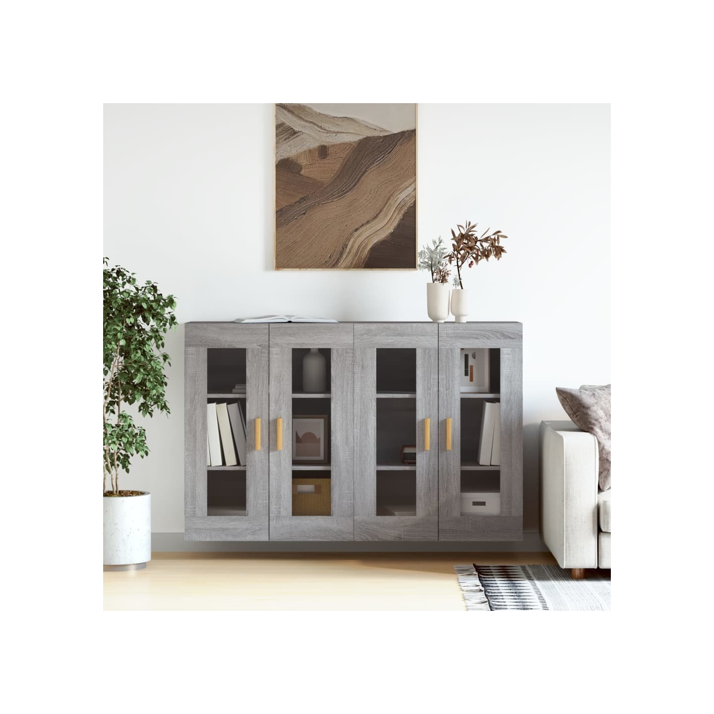 Armoires murales 2 pcs sonoma gris bois d'ingénierie