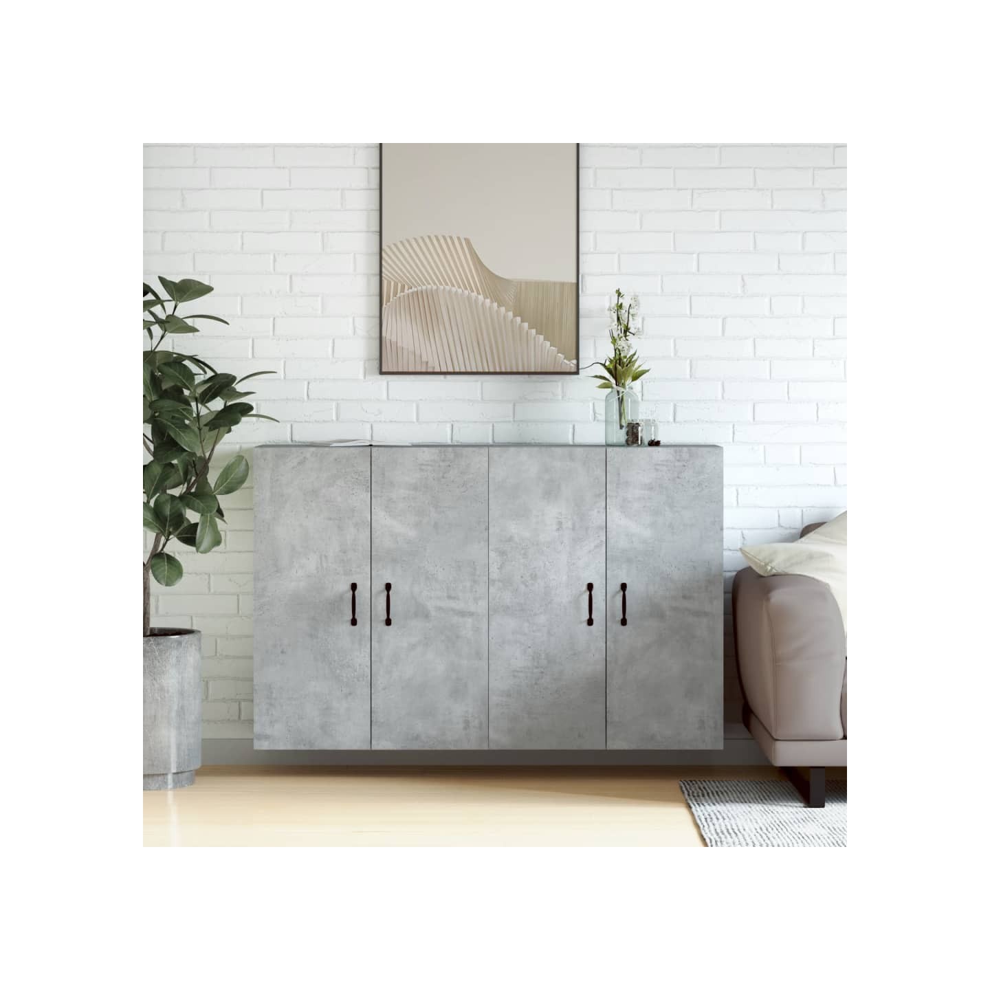 Armoires murales 2 pcs gris béton bois d'ingénierie