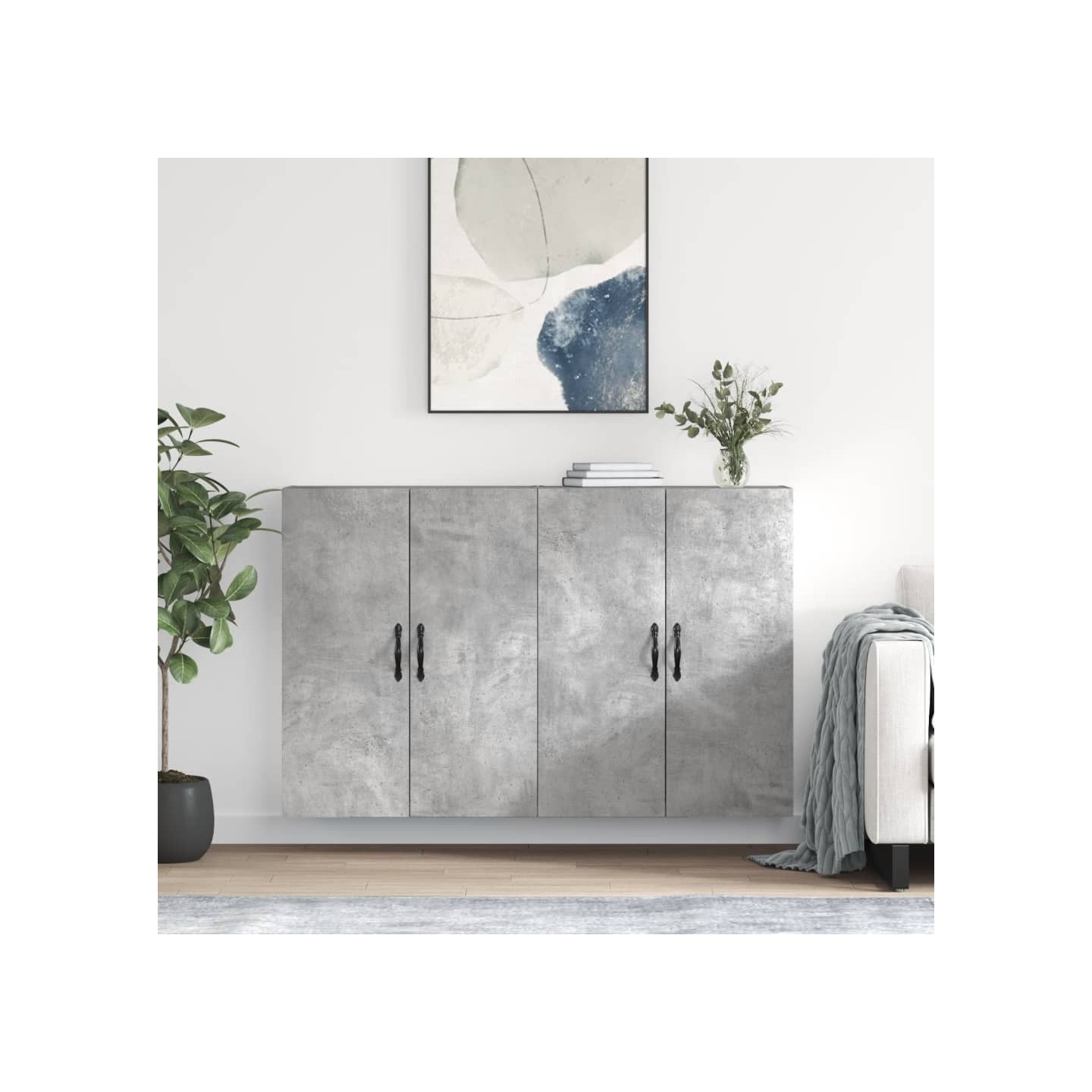 Armoires murales 2 pcs gris béton bois d'ingénierie