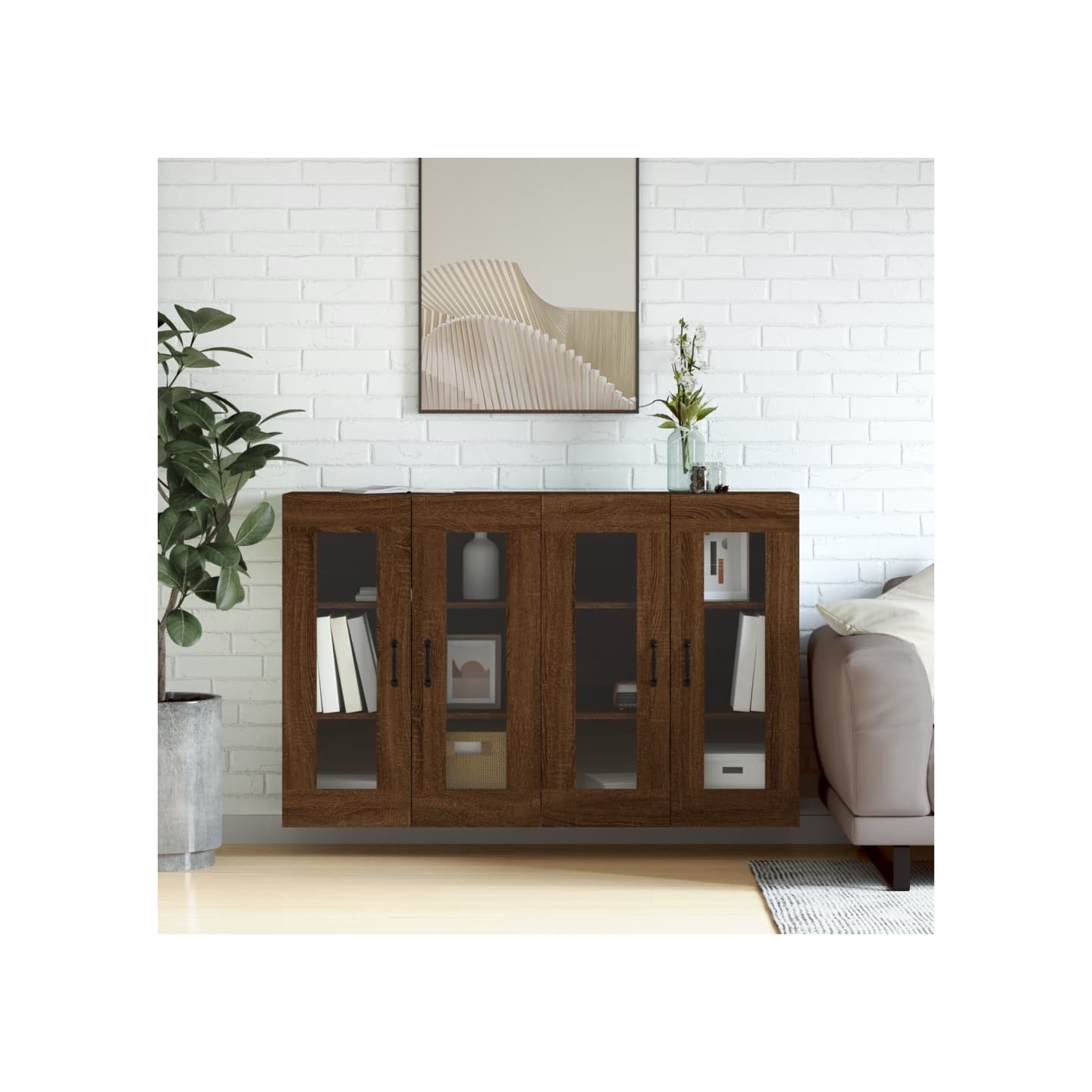 Armoires murales 2 pcs chêne marron bois d'ingénierie