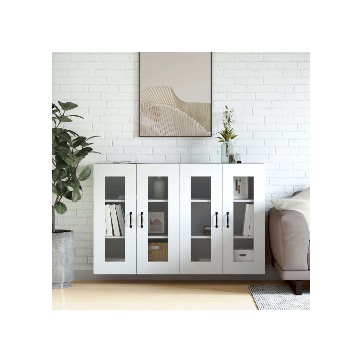 Armoires murales 2 pcs blanc bois d'ingénierie