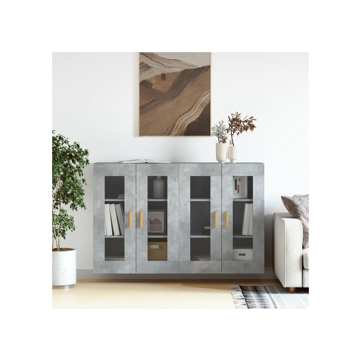 Armoires murales 2 pcs gris béton bois d'ingénierie