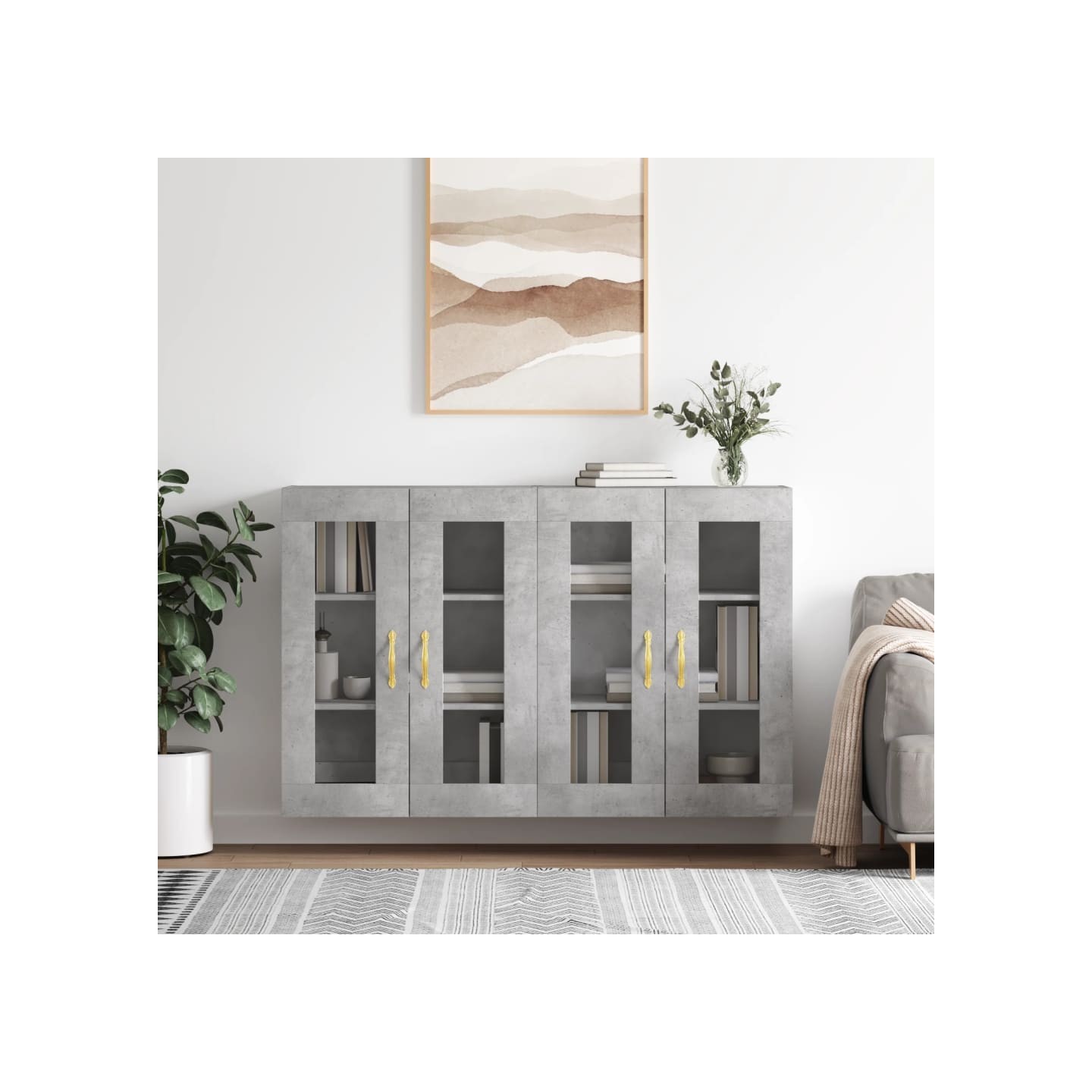 Armoires murales 2 pcs gris béton bois d'ingénierie