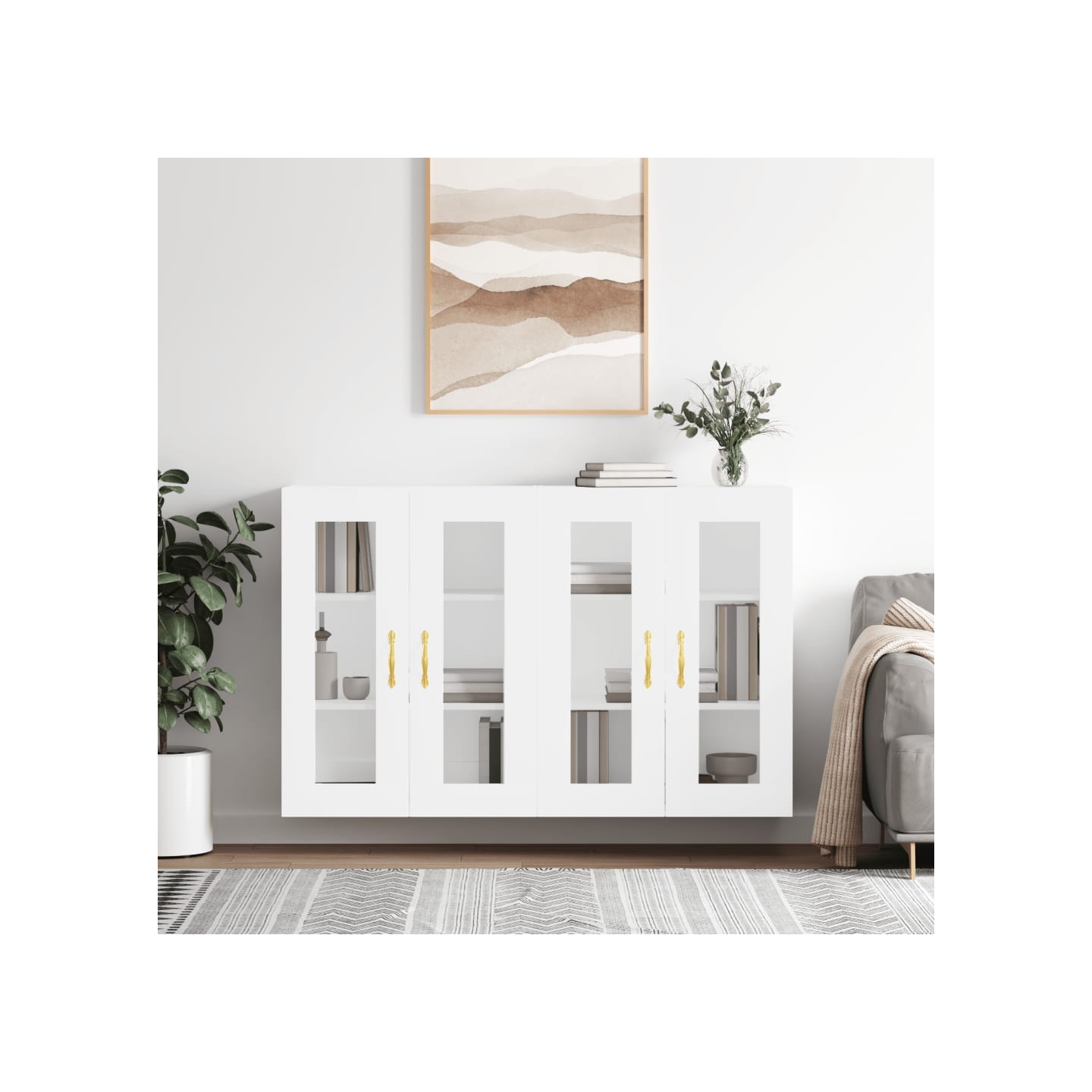 Armoires murales 2 pcs blanc bois d'ingénierie