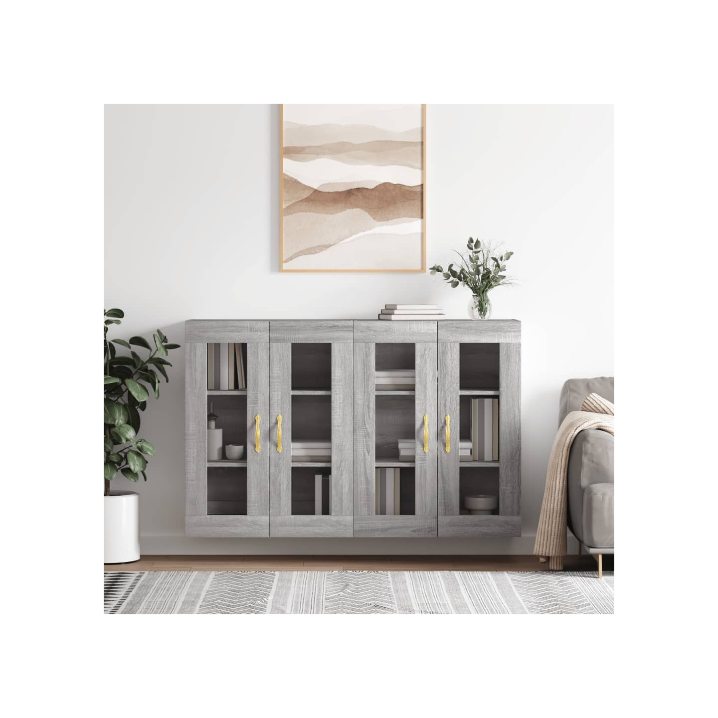 Armoires murales 2 pcs sonoma gris bois d'ingénierie