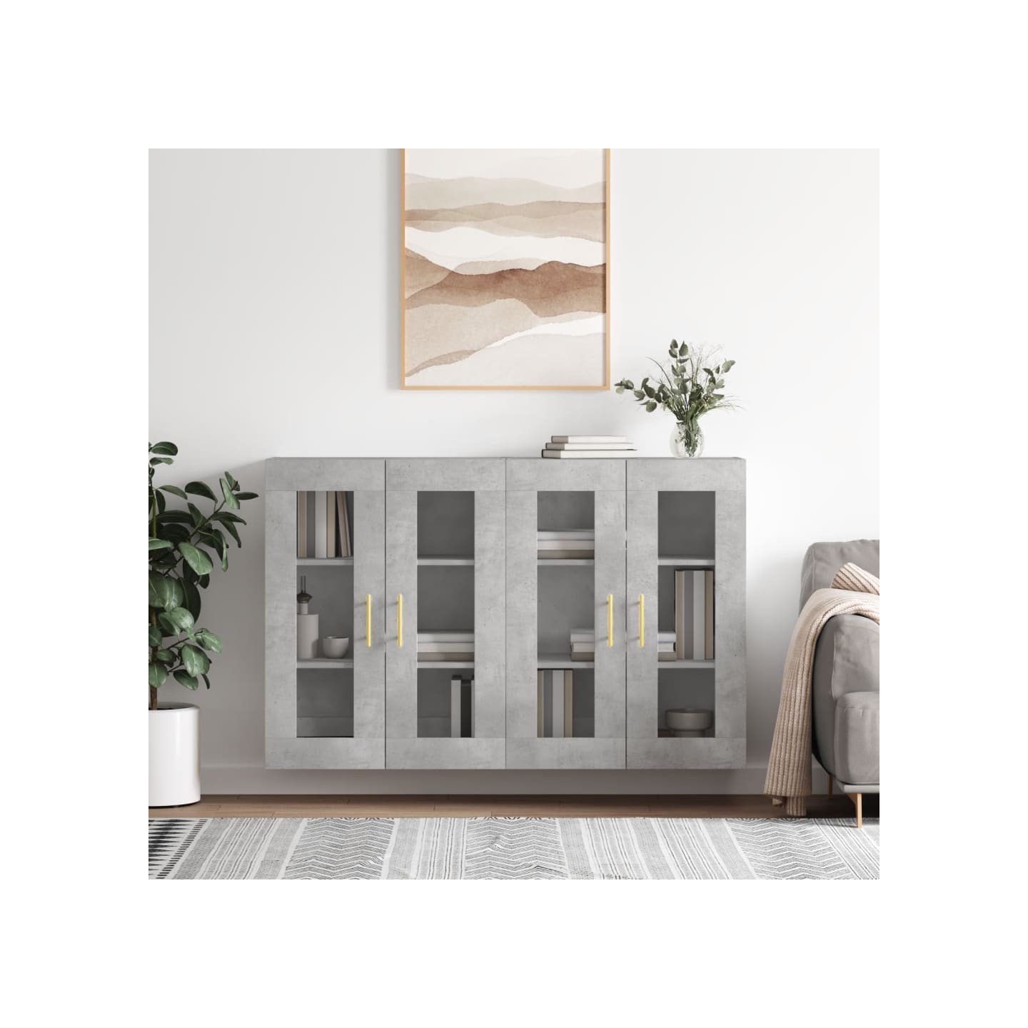 Armoires murales 2 pcs gris béton bois d'ingénierie