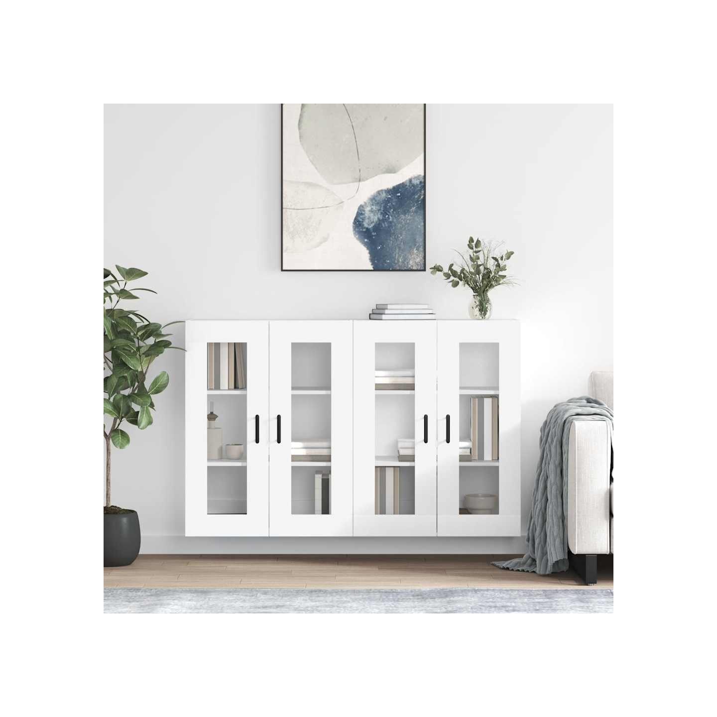 Armoires murales 2 pcs blanc bois d'ingénierie