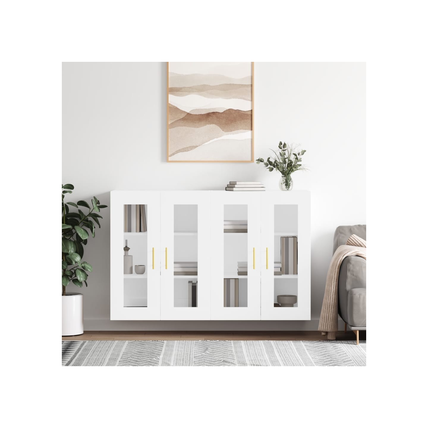 Armoires murales 2 pcs blanc bois d'ingénierie