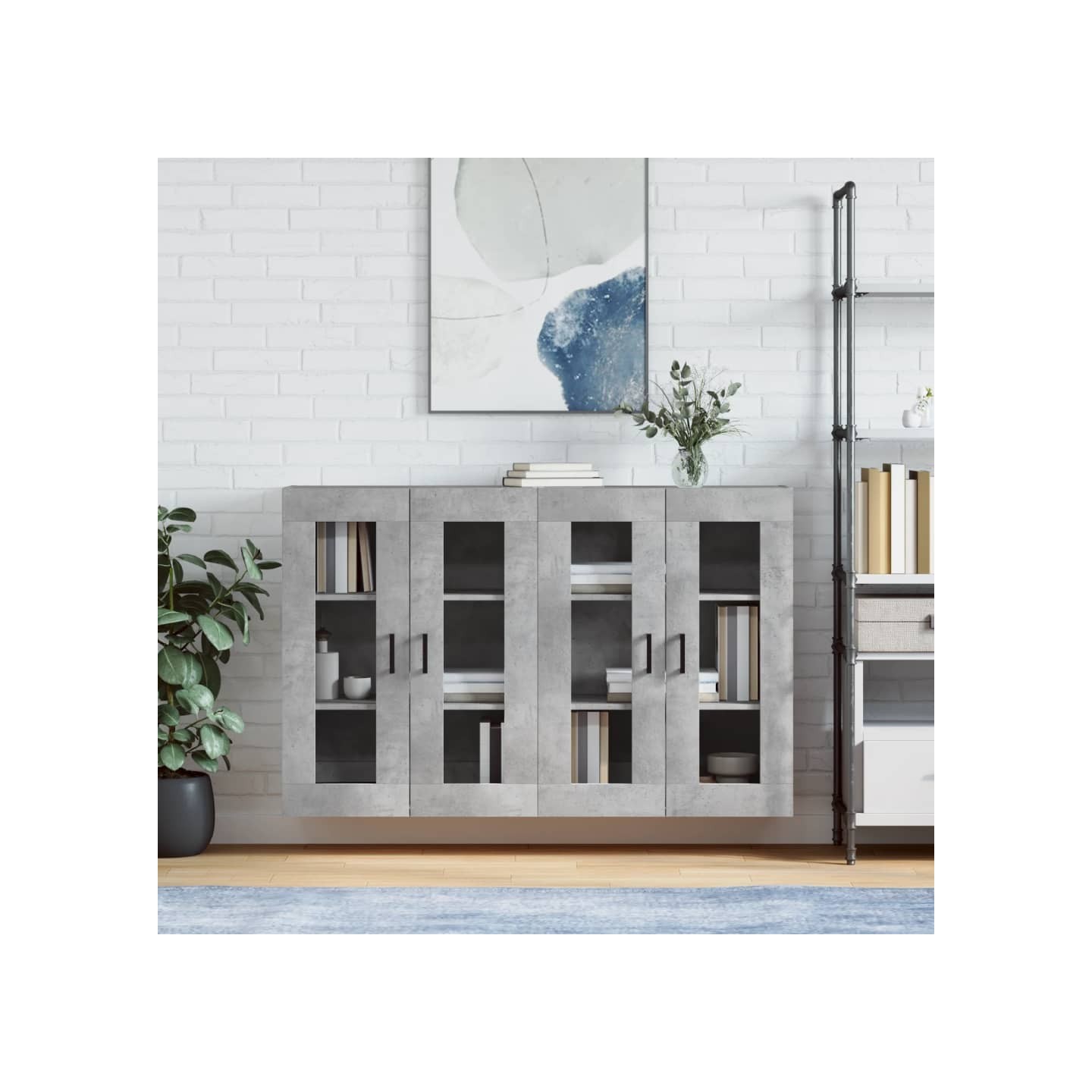 Armoires murales 2 pcs gris béton bois d'ingénierie